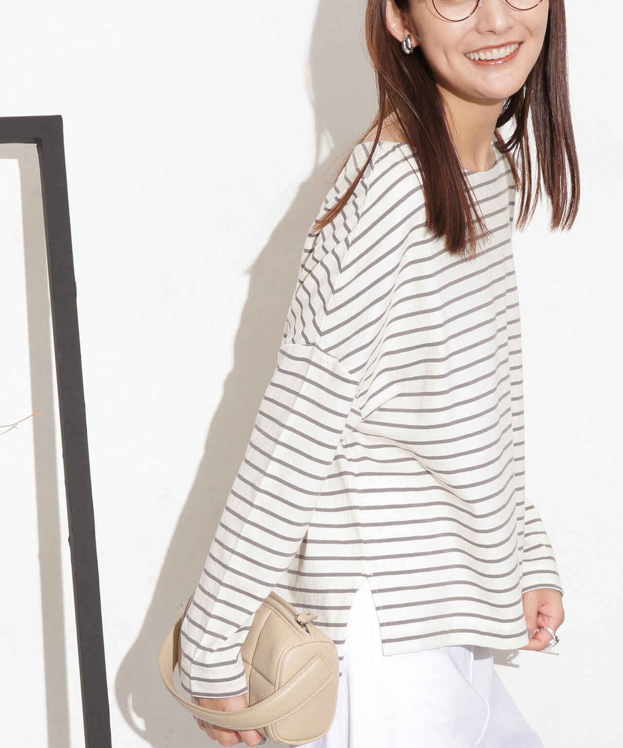 WEB限定/ボーダーワイドドロップトップス 6754123303