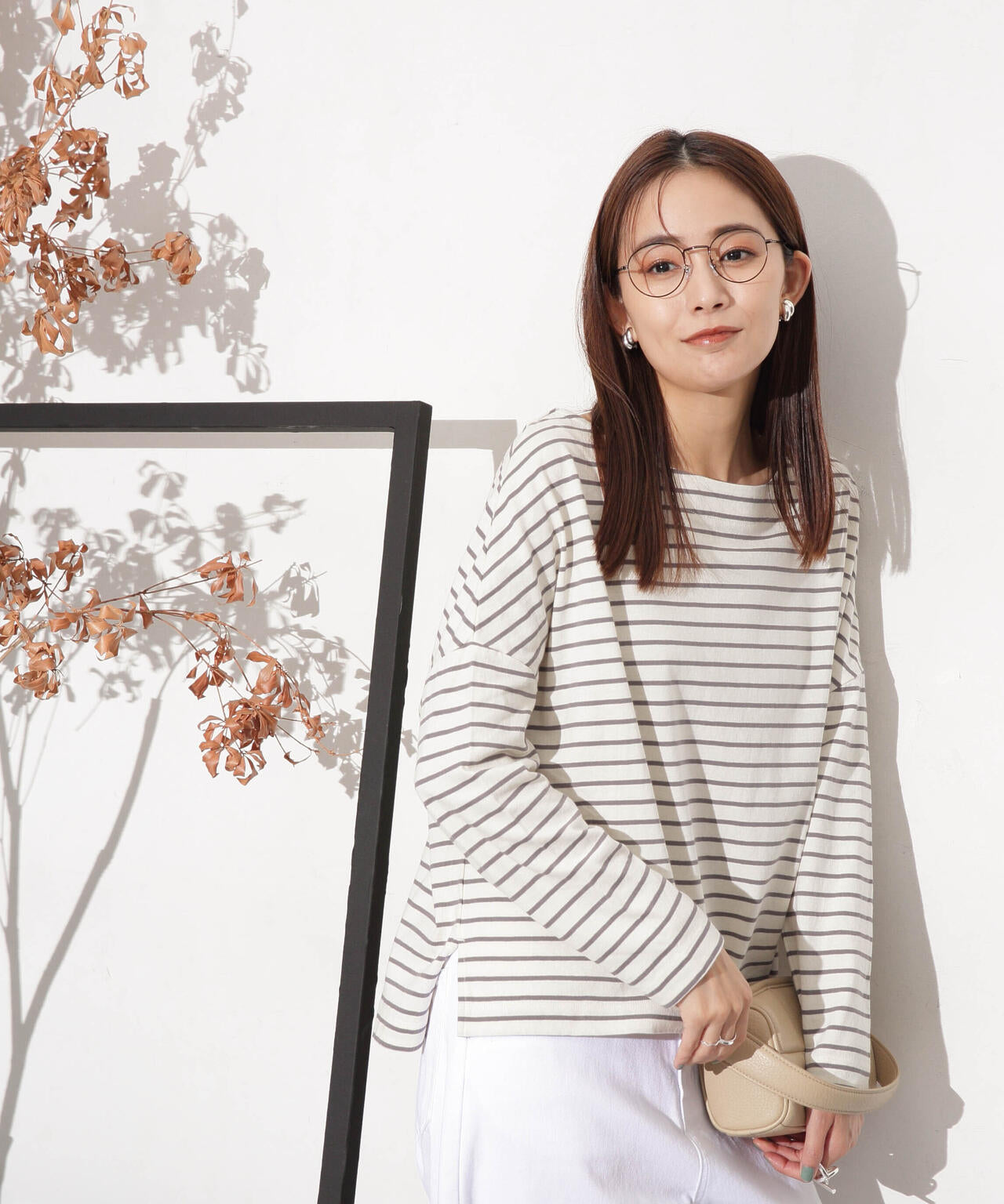 WEB限定/ボーダーワイドドロップトップス 6754123303