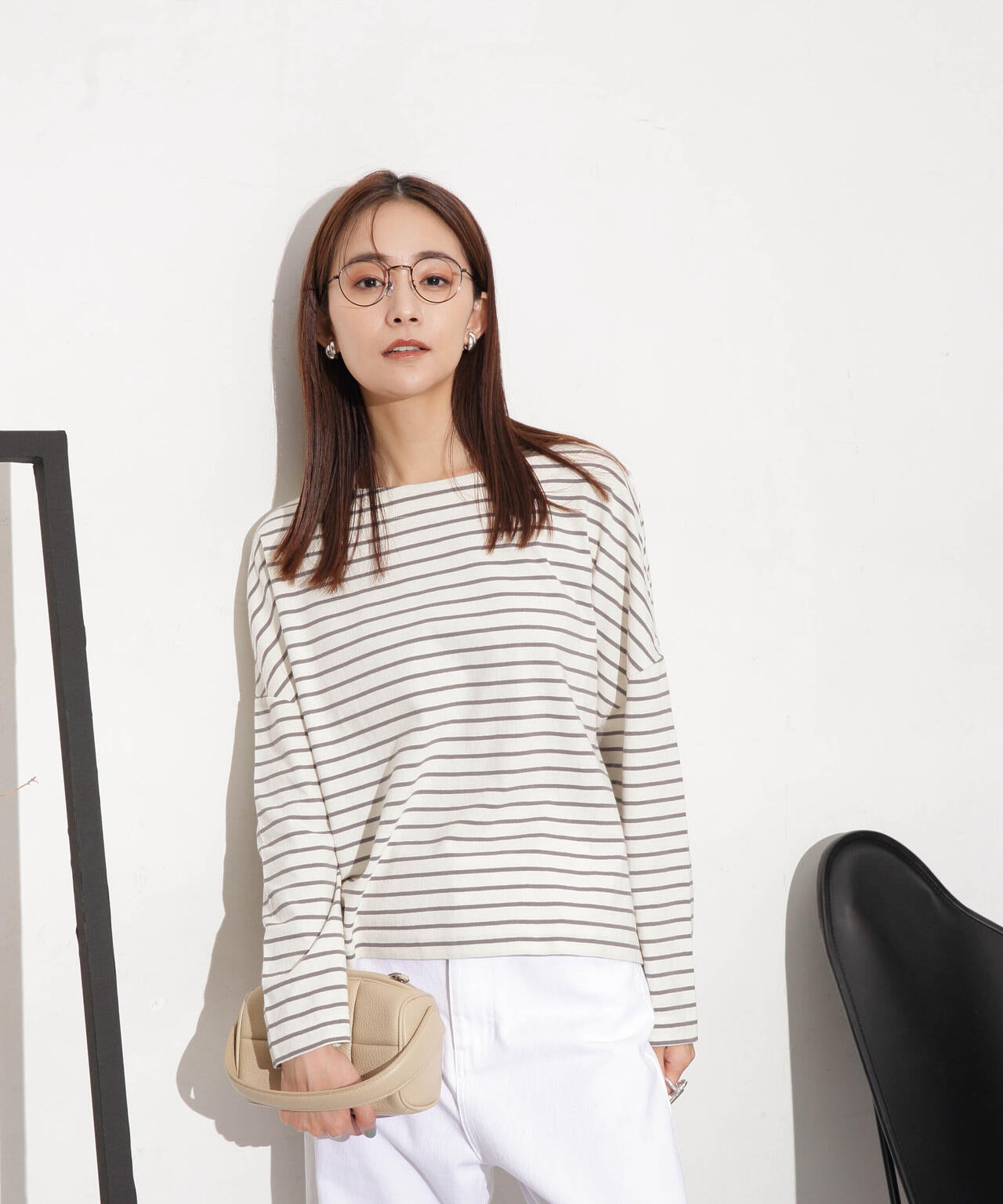 WEB限定/ボーダーワイドドロップトップス 6754123303