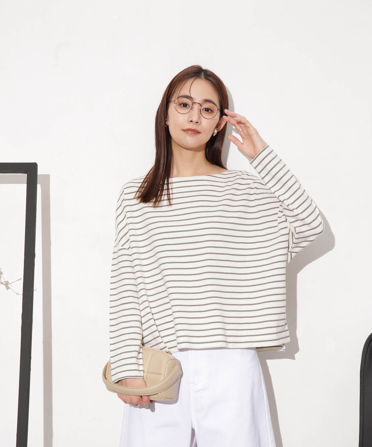 WEB限定/ボーダーワイドドロップトップス 6754123303