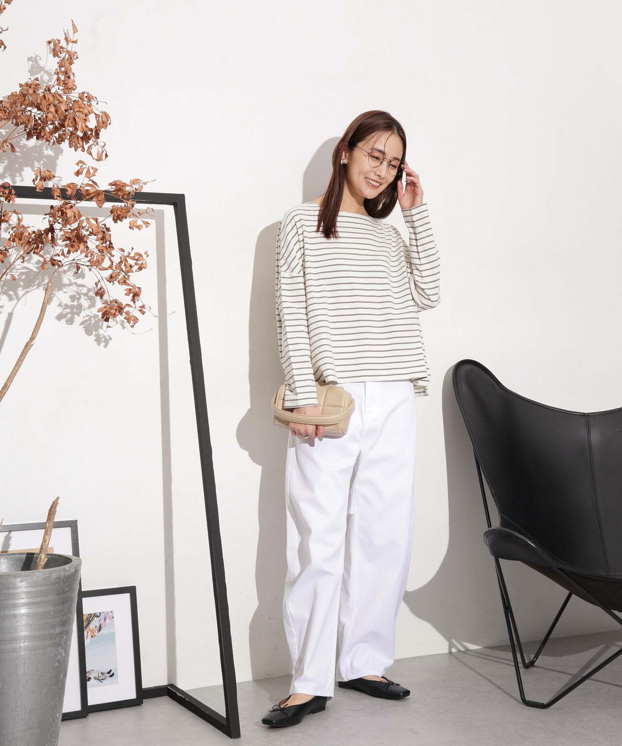 WEB限定/ボーダーワイドドロップトップス 6754123303