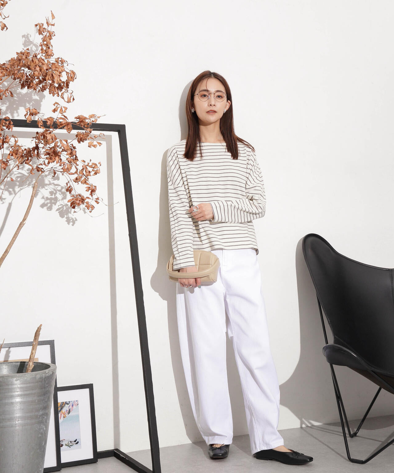 WEB限定/ボーダーワイドドロップトップス 6754123303