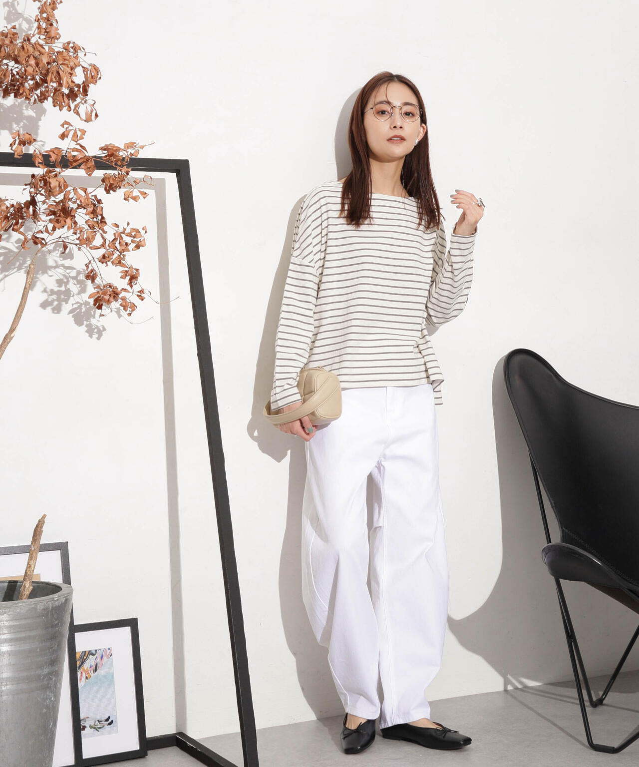 WEB限定/ボーダーワイドドロップトップス 6754123303