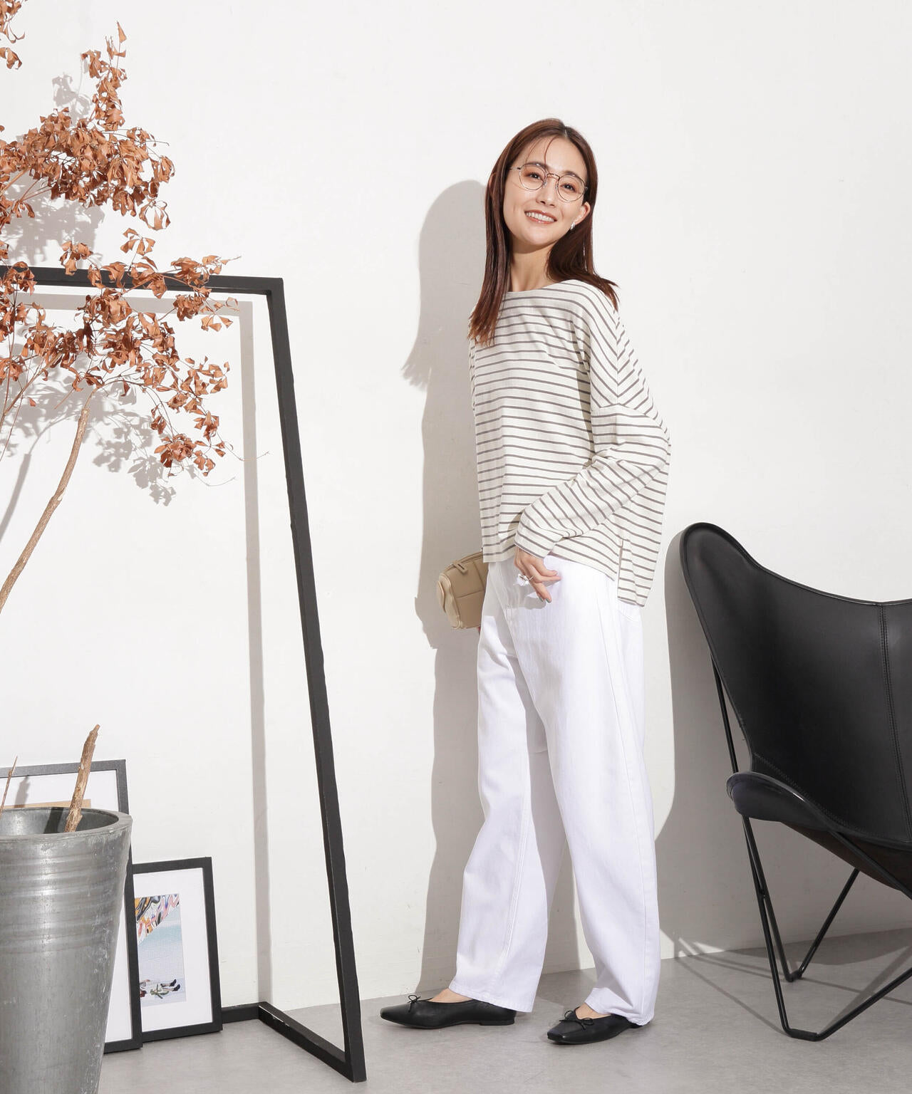 WEB限定/ボーダーワイドドロップトップス 6754123303