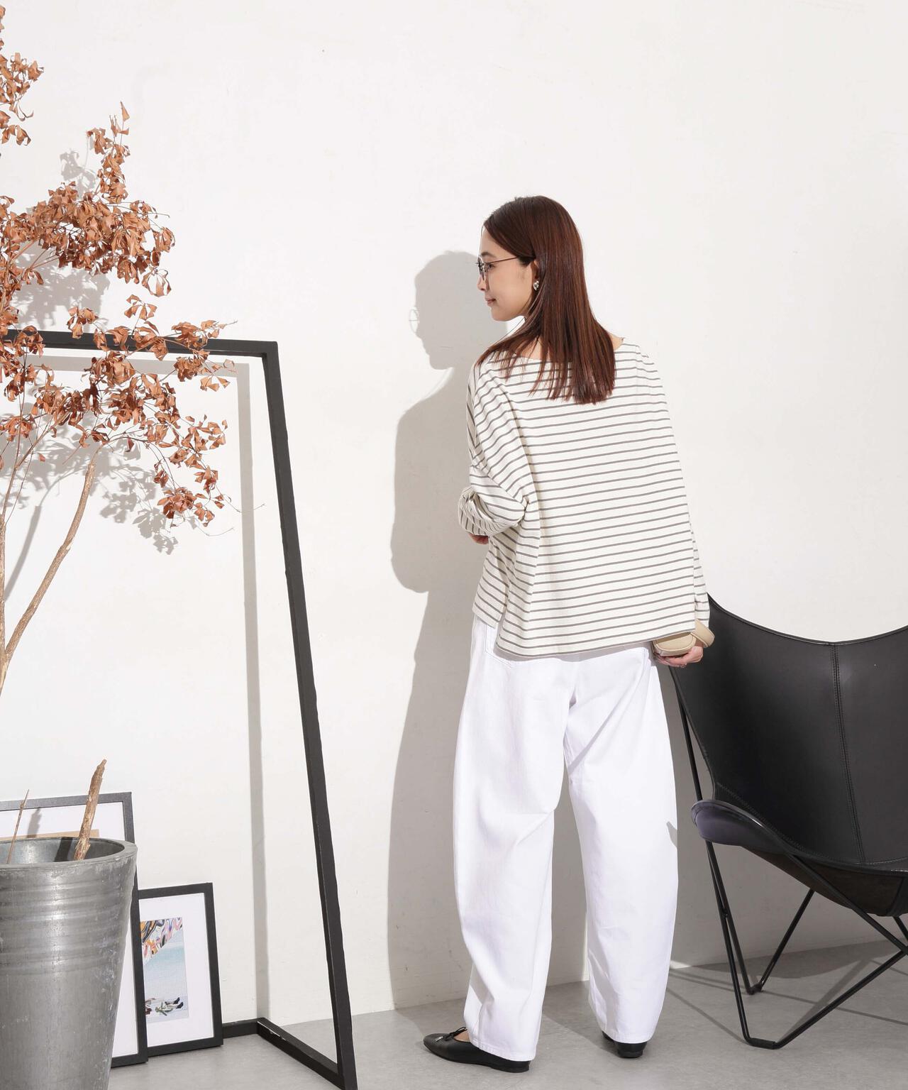 WEB限定/ボーダーワイドドロップトップス 6754123303