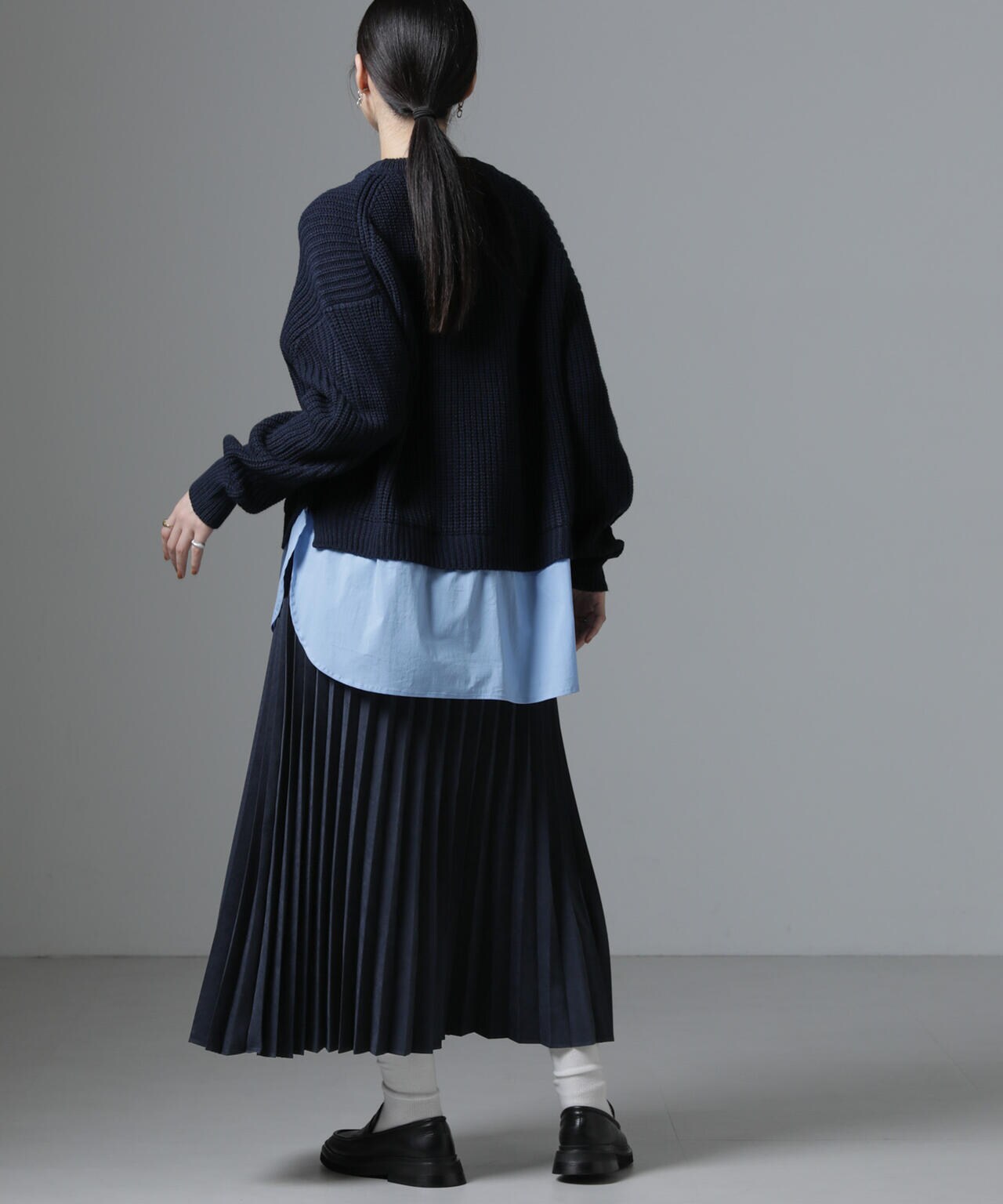 布帛コンビ畦編みワイドニット 6734222363