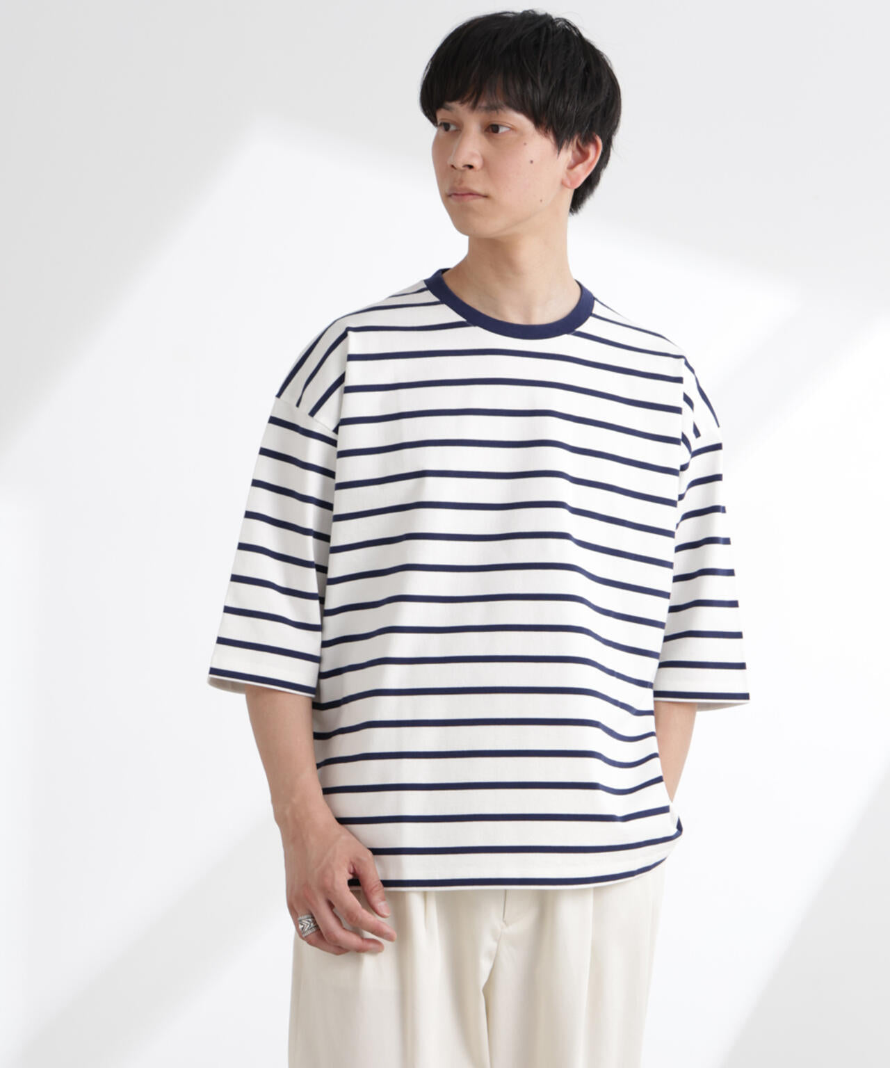 ルーズフィットワイドスリーブTシャツ 7分袖 6725124224