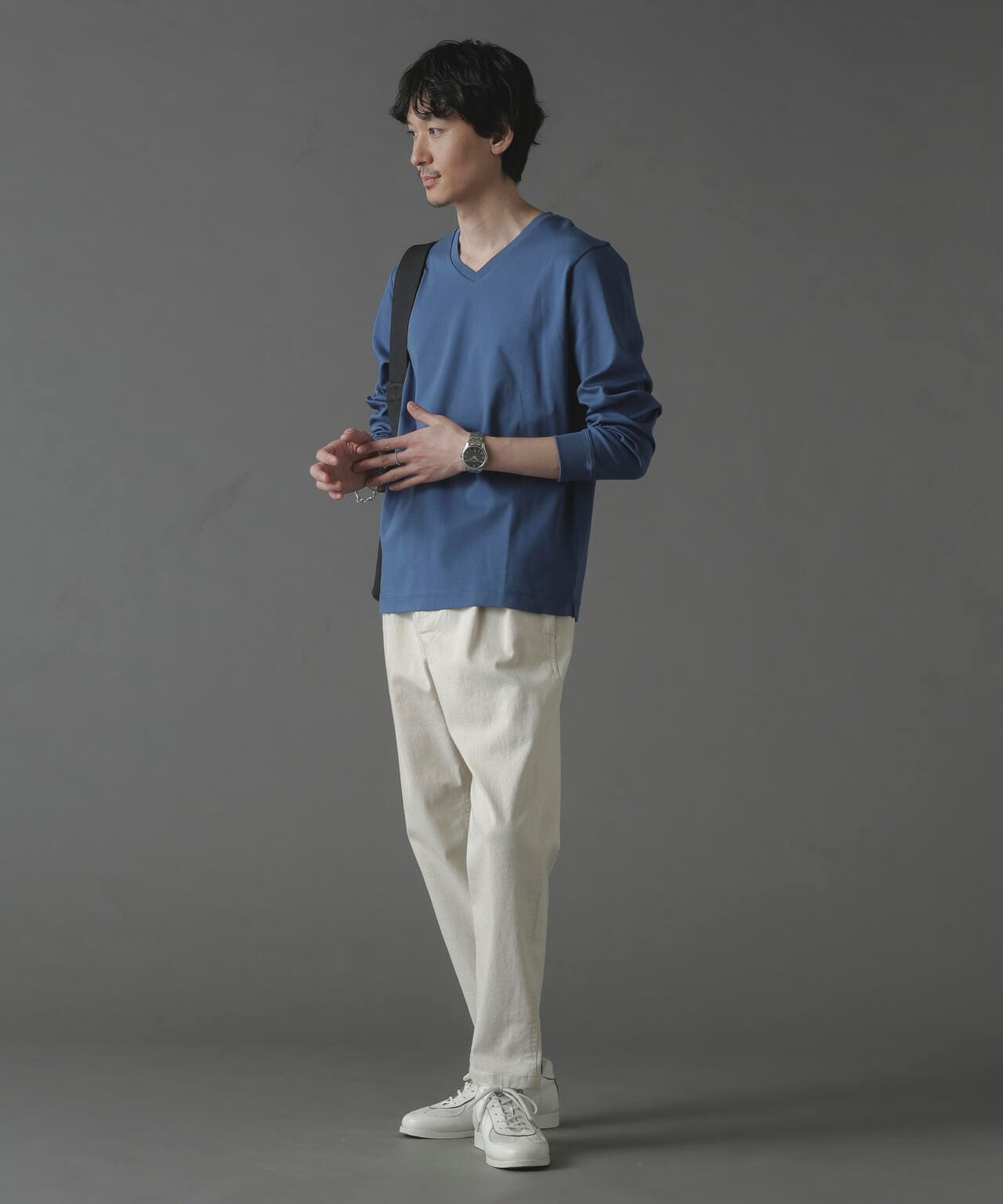 アンチスメルVネックTシャツ 長袖 6724123214