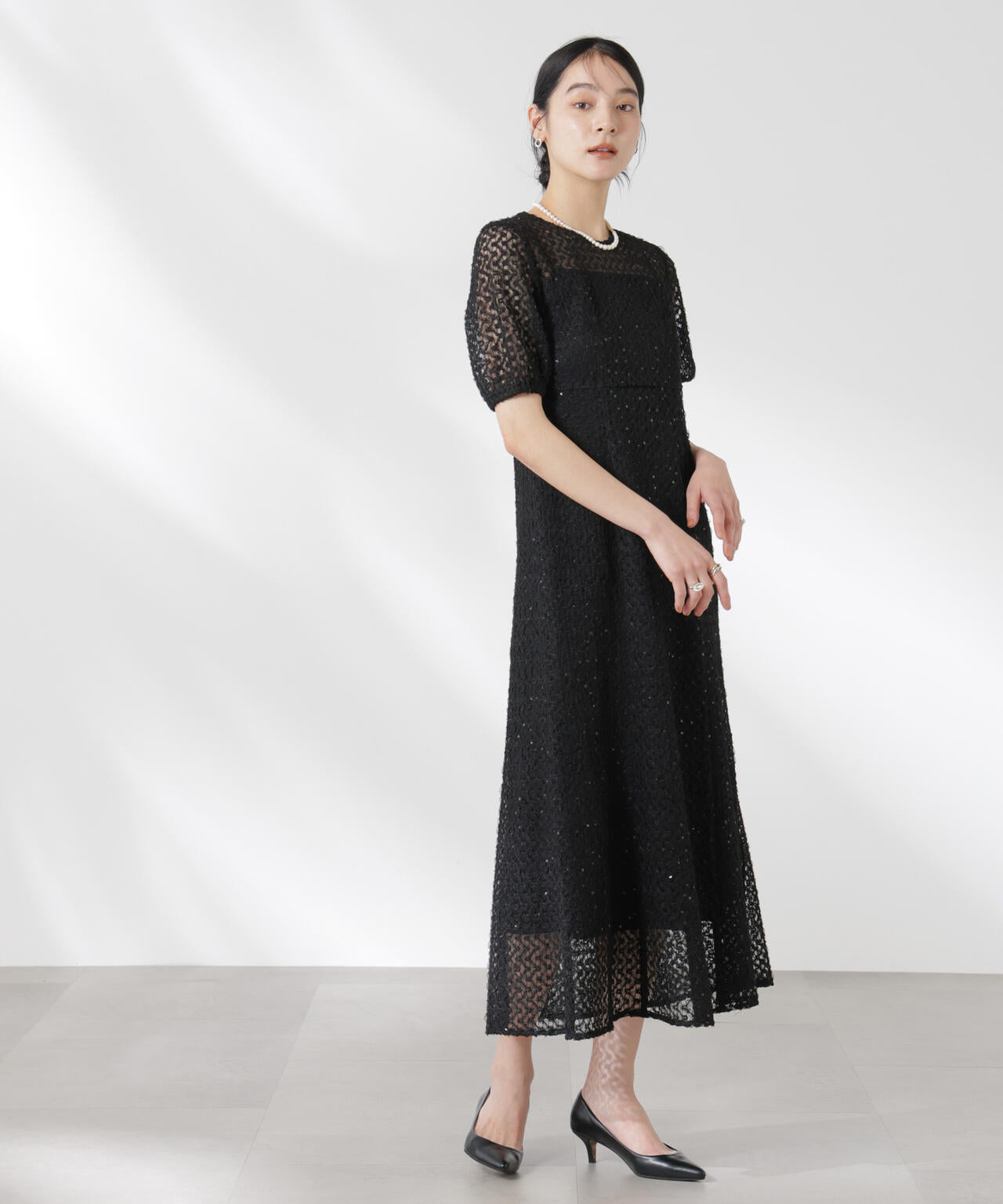 kaene/スパンコールレースドレス 6715119065