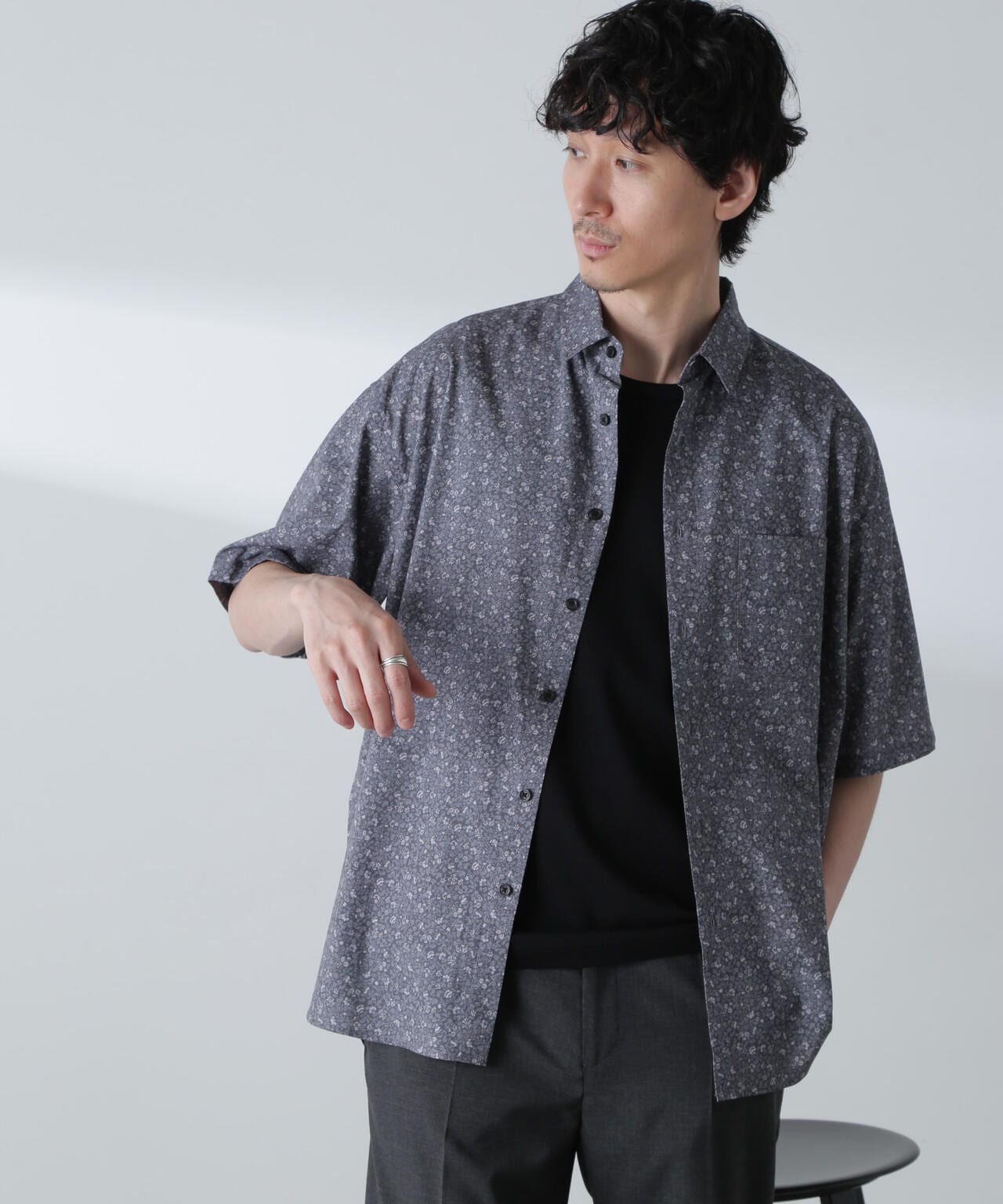 小花柄レギュラーシャツ 半袖 6724121230