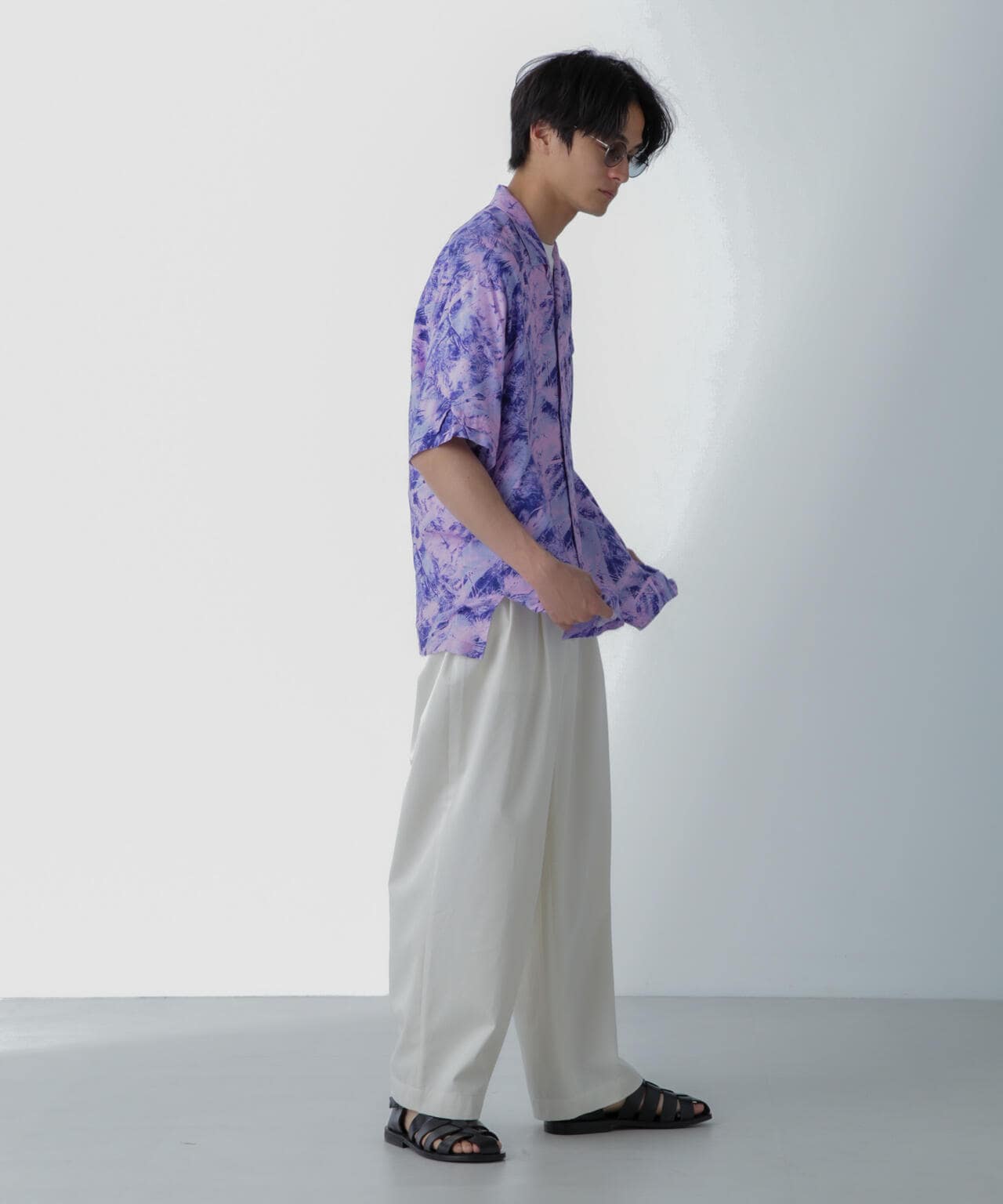 White Mountaineering/JUNGLE PATTERN OPEN COLLAR S/S 6704121016