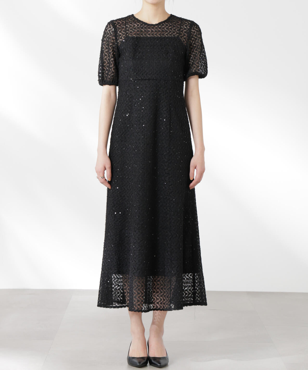 kaene/スパンコールレースドレス 6715119065