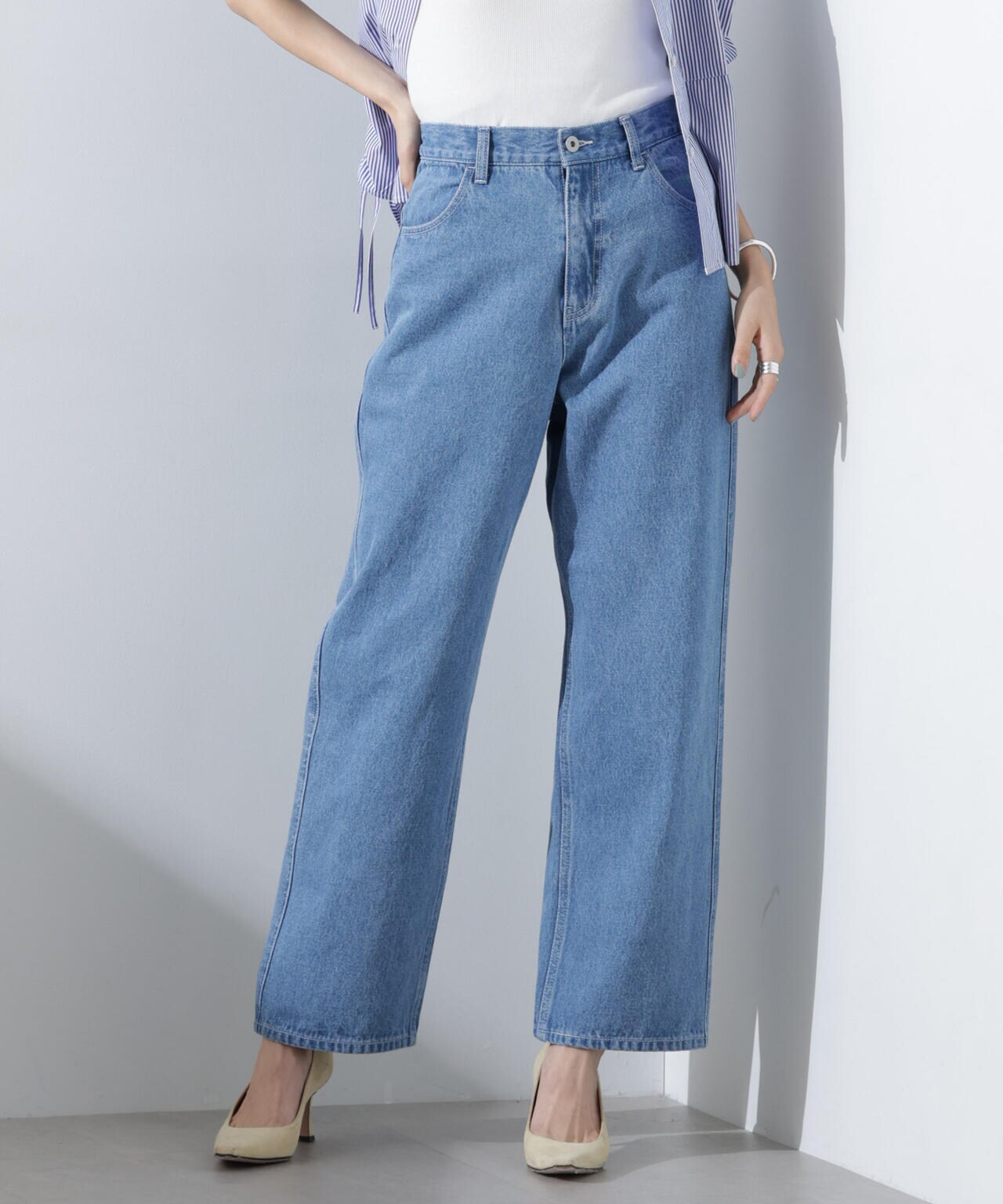 テーパードストレートデニムパンツ(セットアップ可) 6735127308