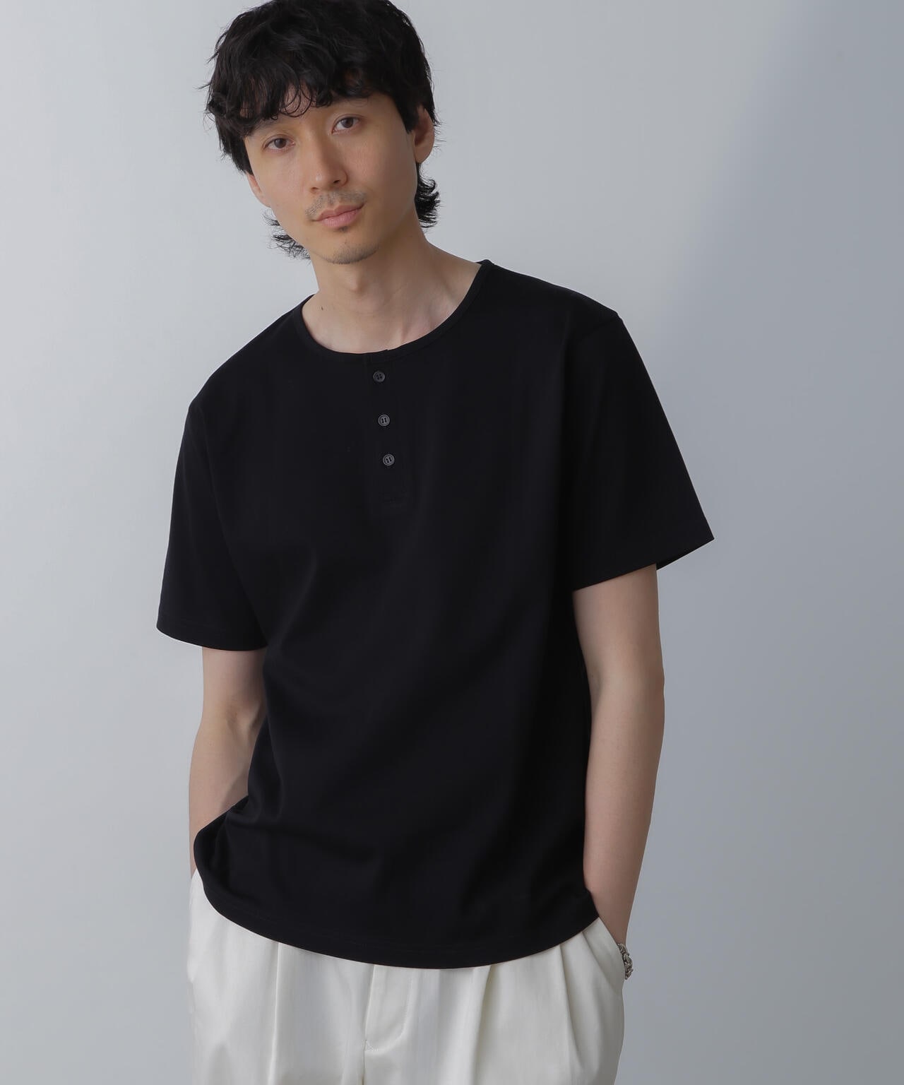 WEB限定/アンチスメル ヘンリーネックTシャツ 半袖 6724124227