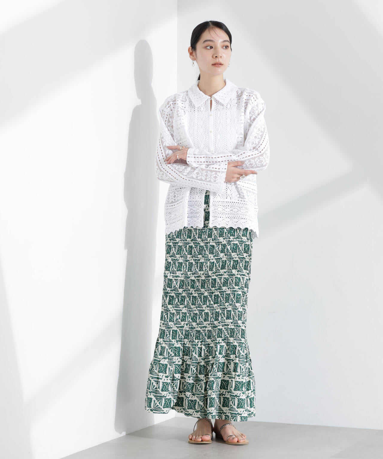 Sara mallika/COTTON POPLIN SHIRRING SKIRT 6715130013