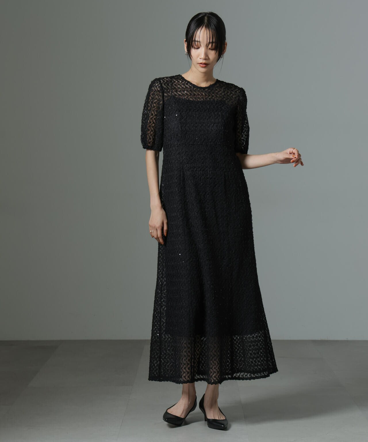 kaene/スパンコールレースドレス 6714219031