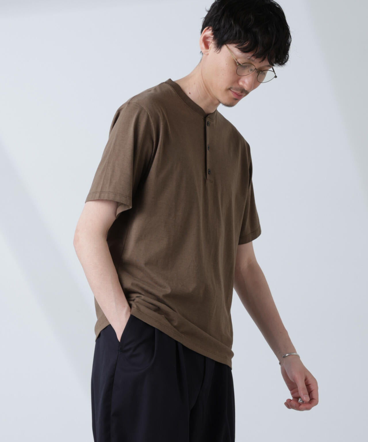 ソラーロライトストレッチヘンリーネックTシャツ(セットアップ可) 6685124237