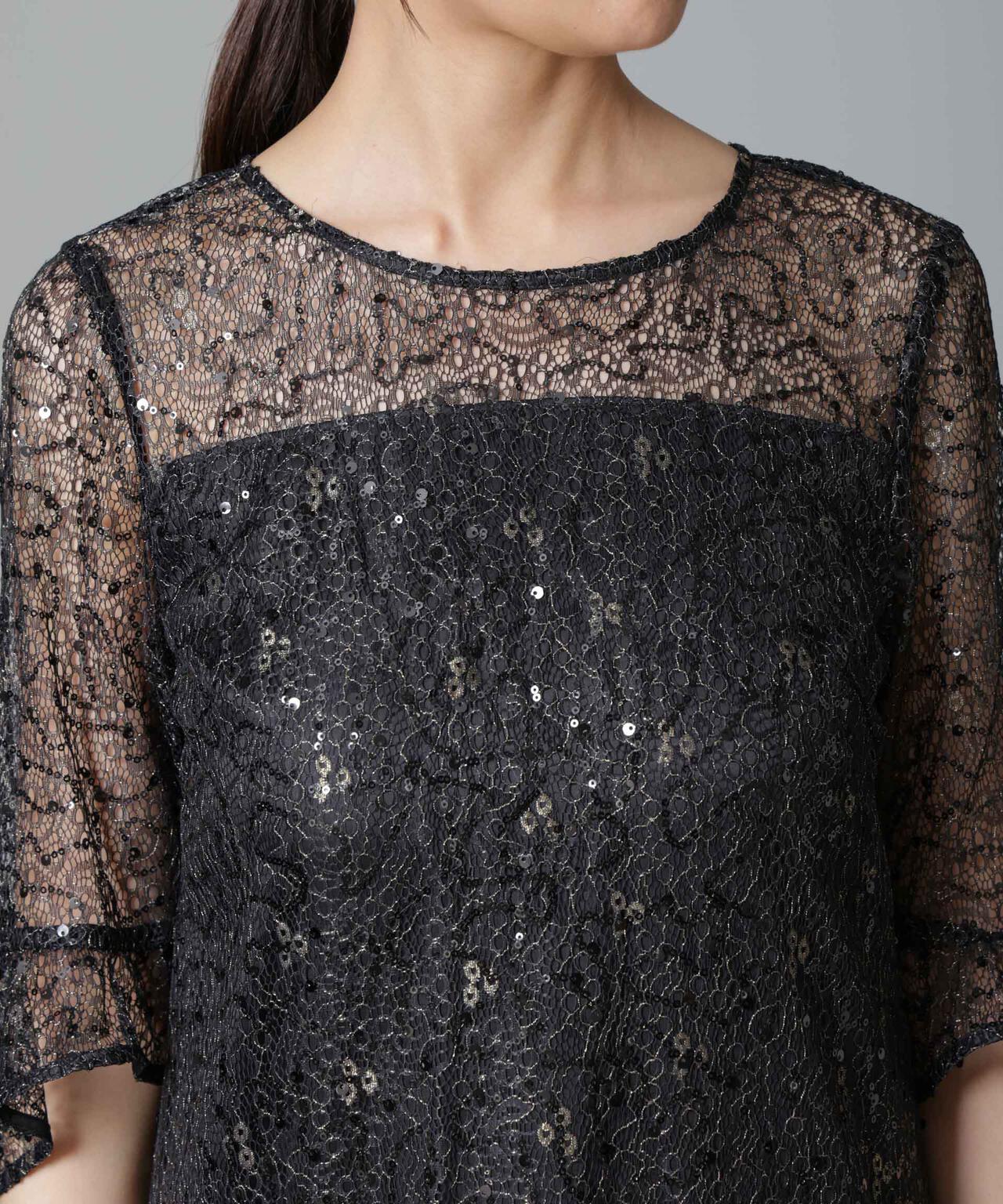 troisiemechaco/SPANGLE LACE ワンピース 6714219027