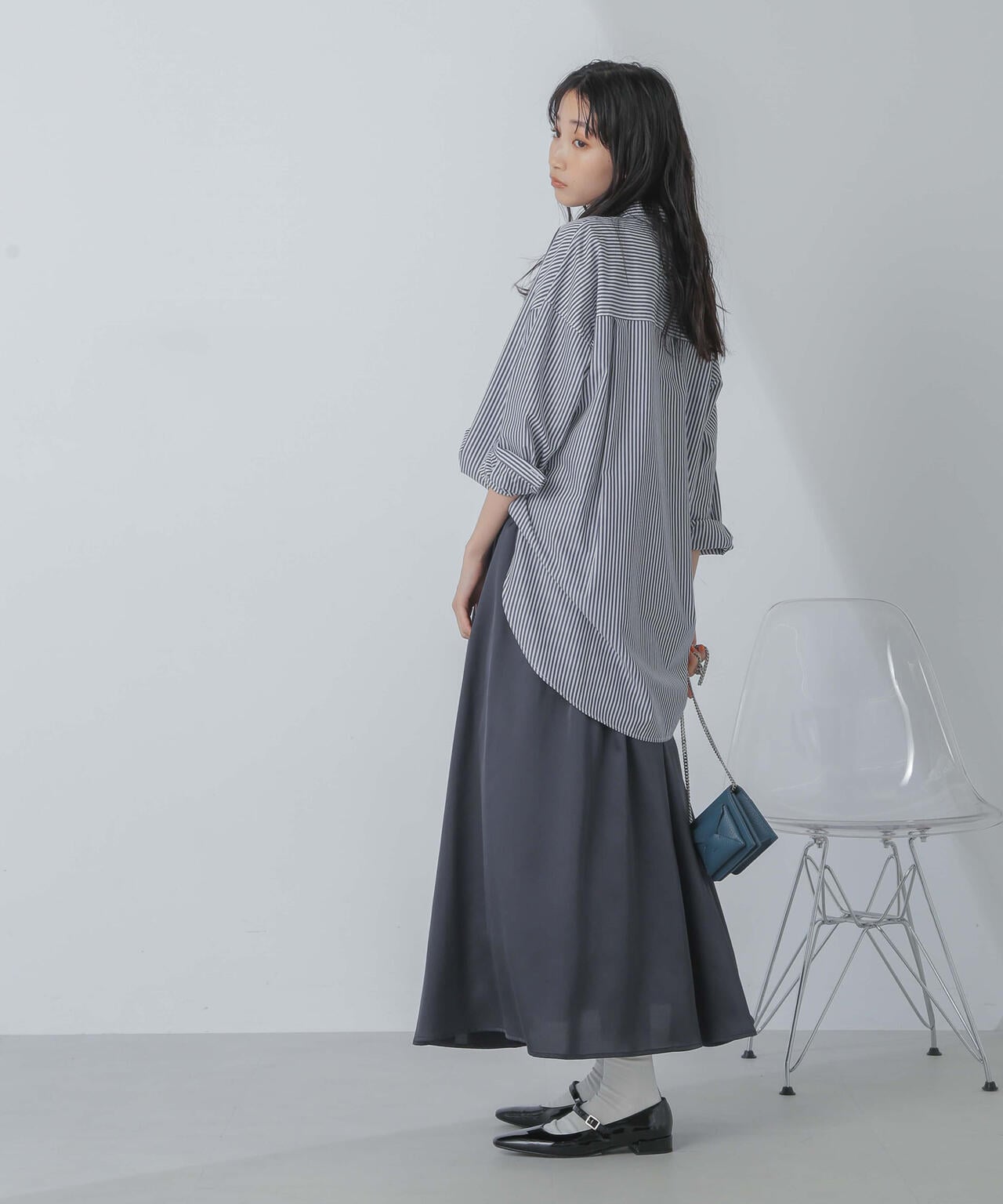 サテンギャザースカート(セットアップ可) 6734130311