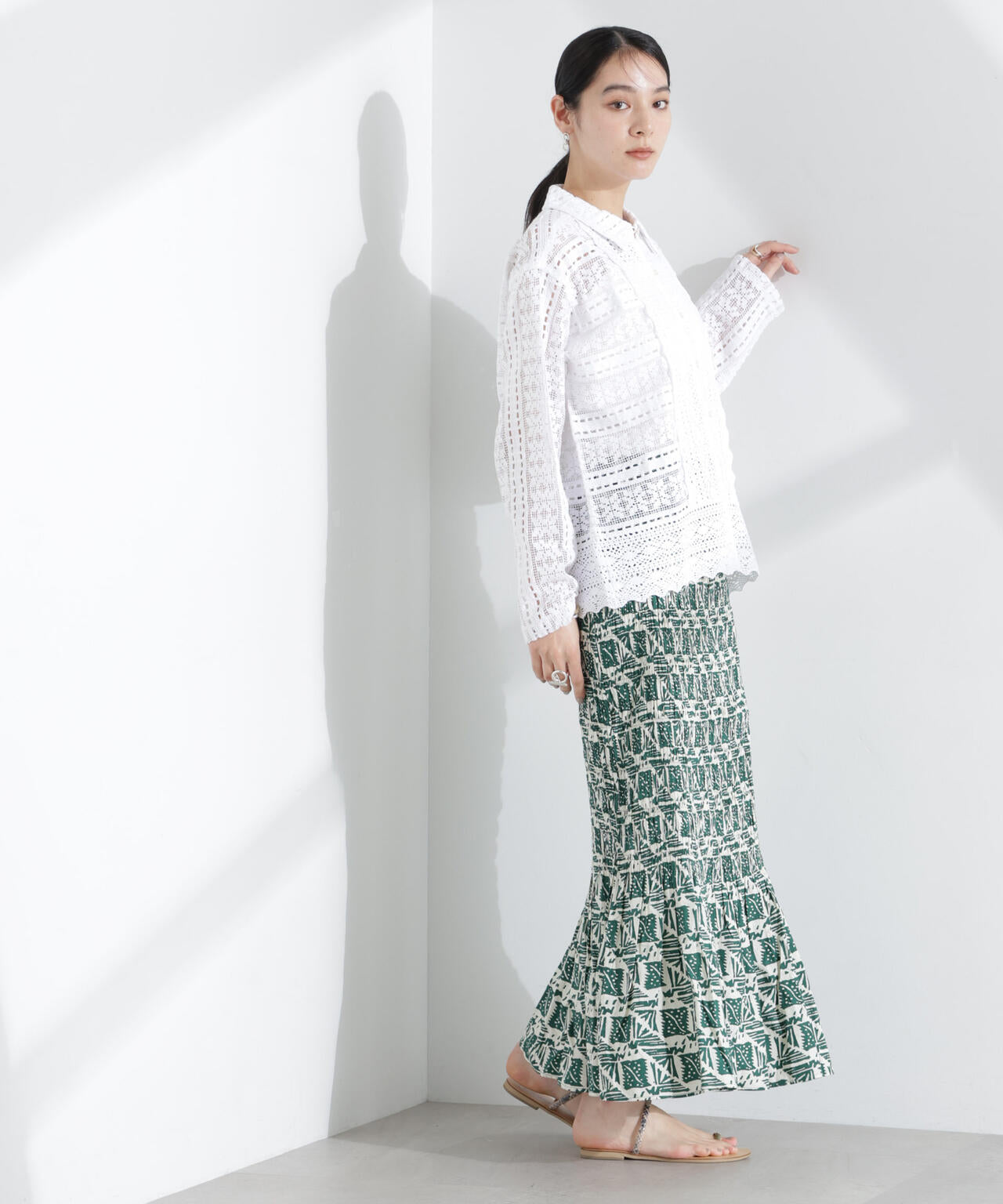 Sara mallika/COTTON POPLIN SHIRRING SKIRT 6715130013