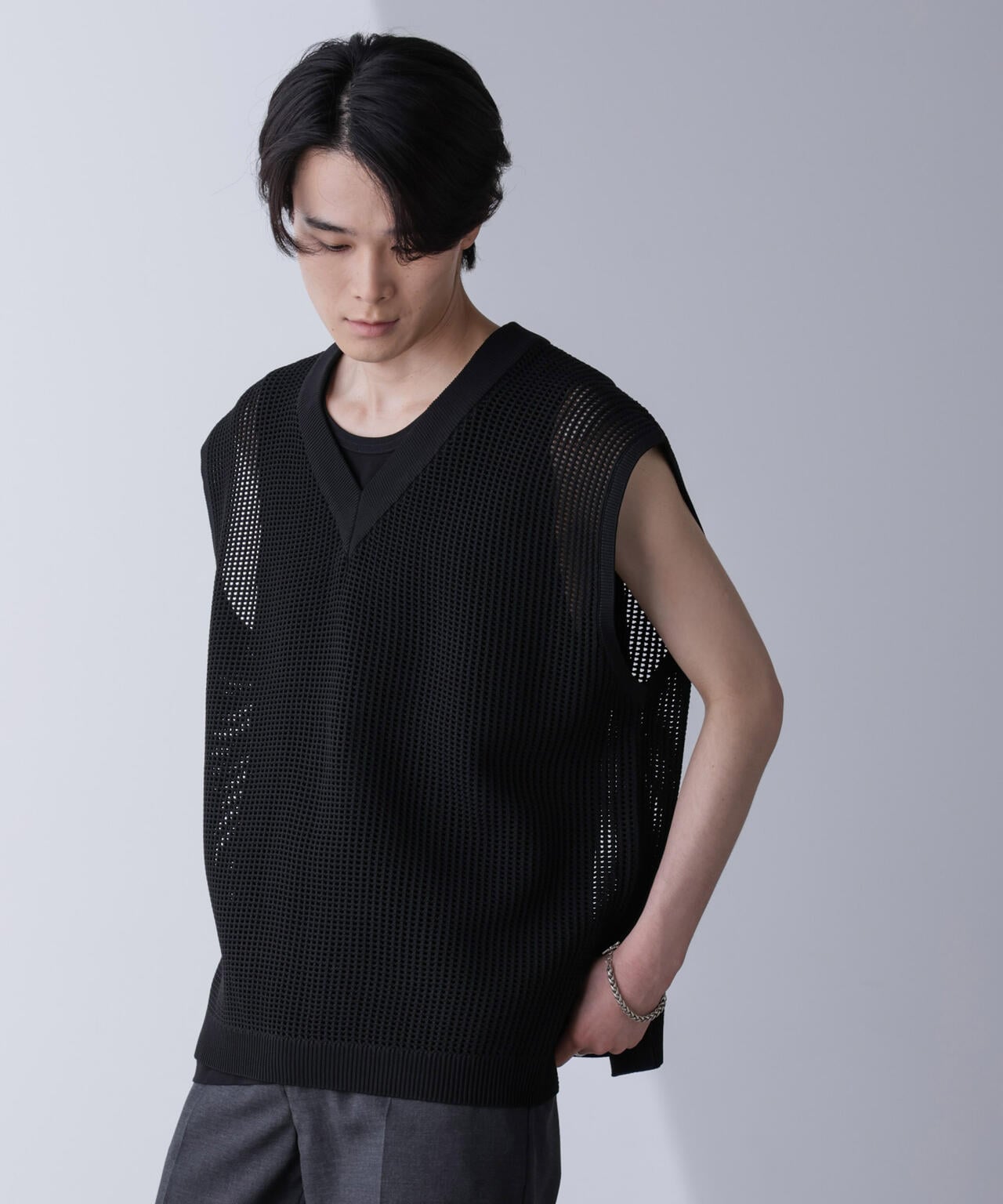 WEB限定/ルーズシルエット ニットベスト 6724222203