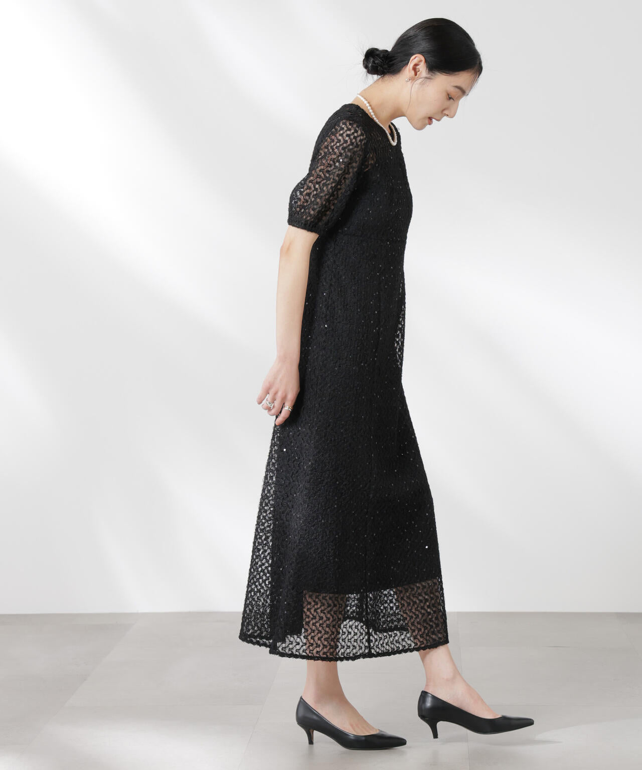 kaene/スパンコールレースドレス 6715119065