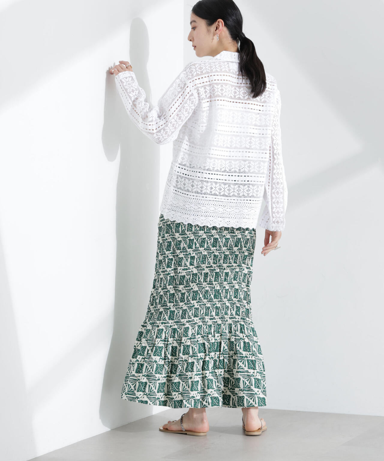 Sara mallika/COTTON POPLIN SHIRRING SKIRT 6715130013