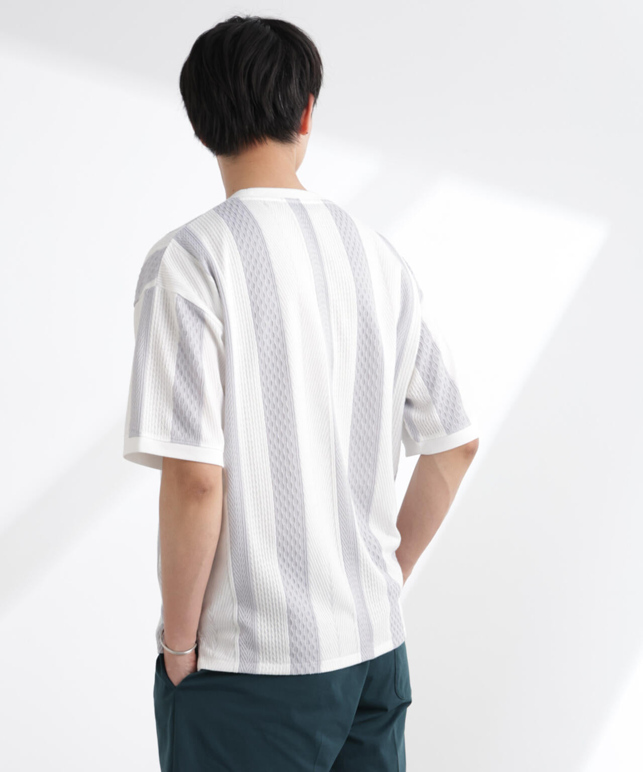 ストライプジャガードTシャツ 半袖 6725124221