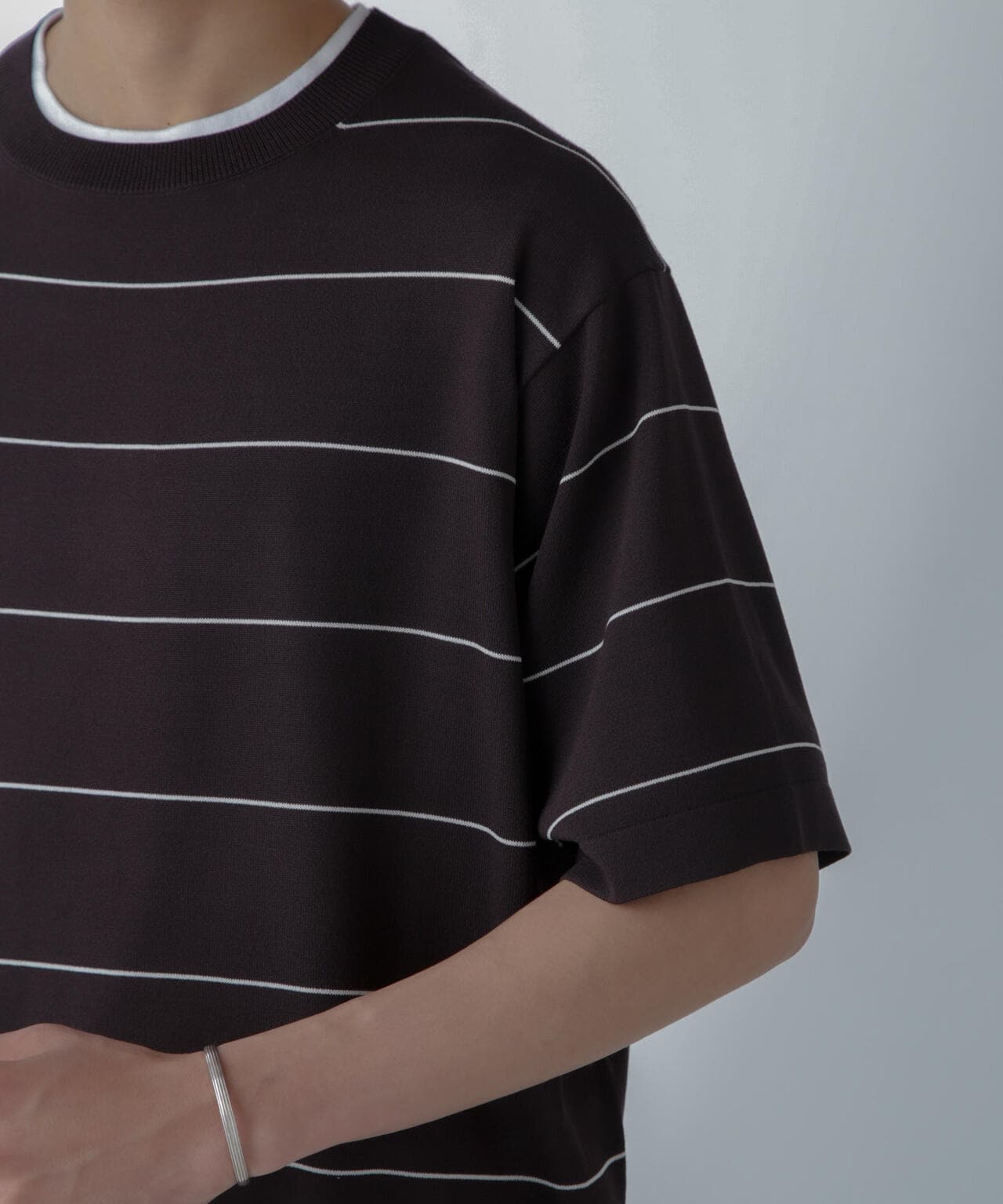 ハイゲージ ピンボーダーニットTシャツ 6684122234