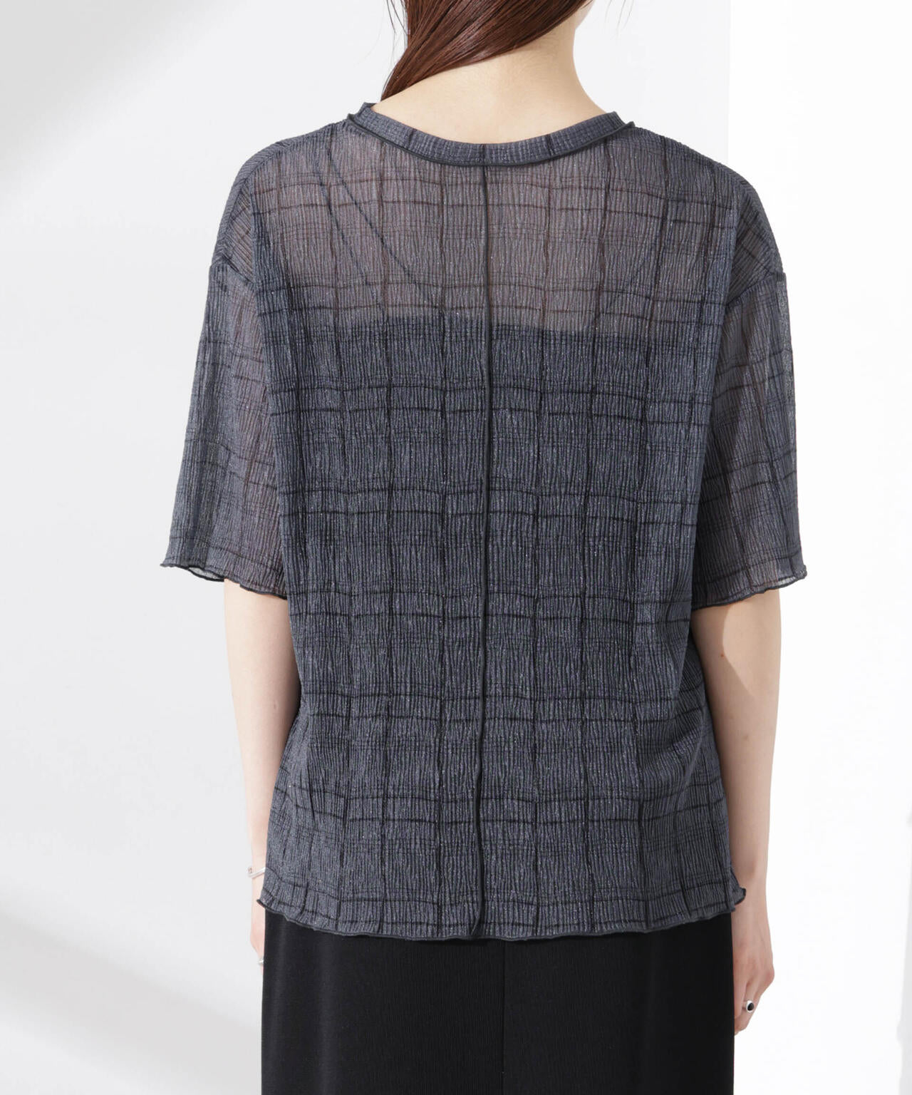 楊柳チェックシアーカットTシャツ 6735124310