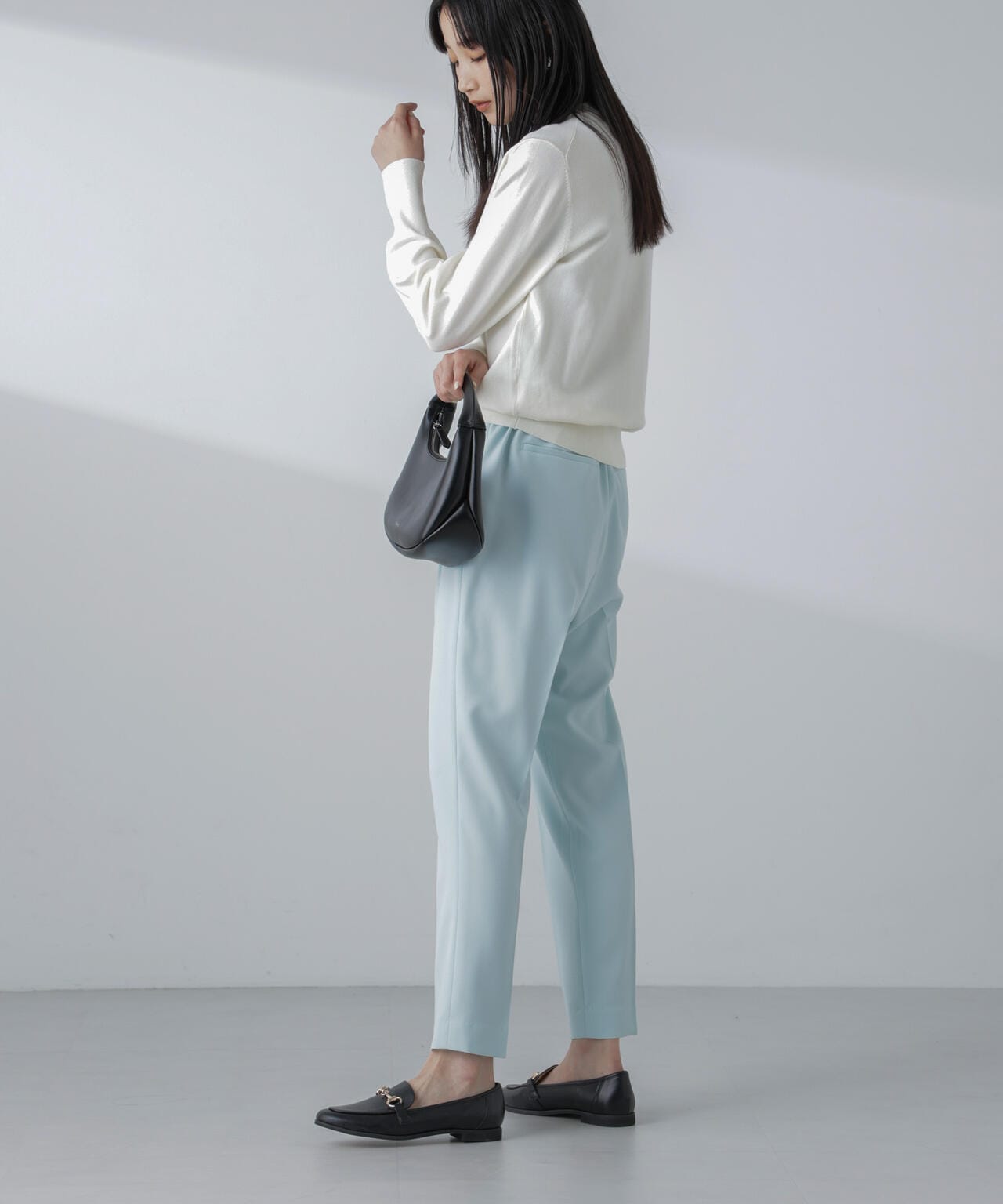 ウエストバインダーゴムテーパードストレッチパンツ 6734127309