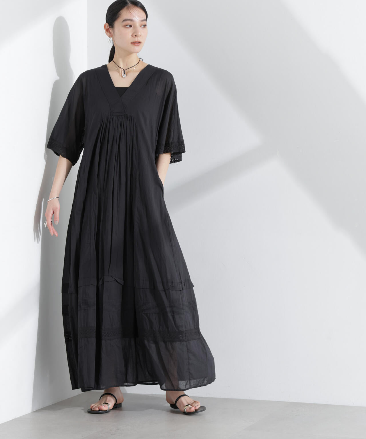Sara mallika/COTTON VOILE LACE PINTUCKDRESS 6715119053