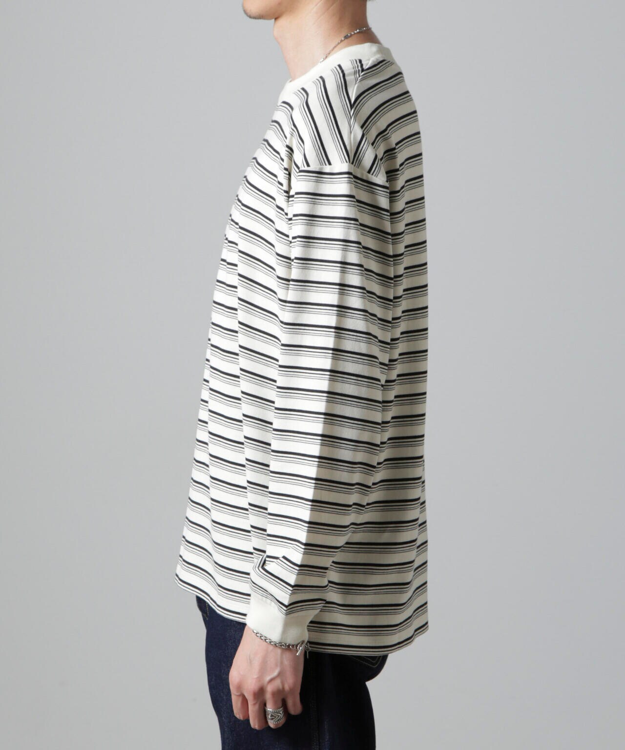 Anti Soaked(R) ランダムボーダークルーネックTシャツ 長袖 6684223213