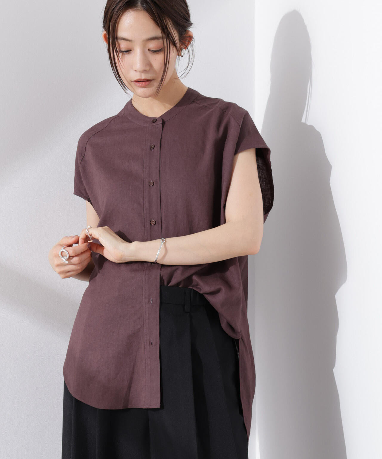 Anti Smell Linen フレンチスリーブシャツ 6735121302