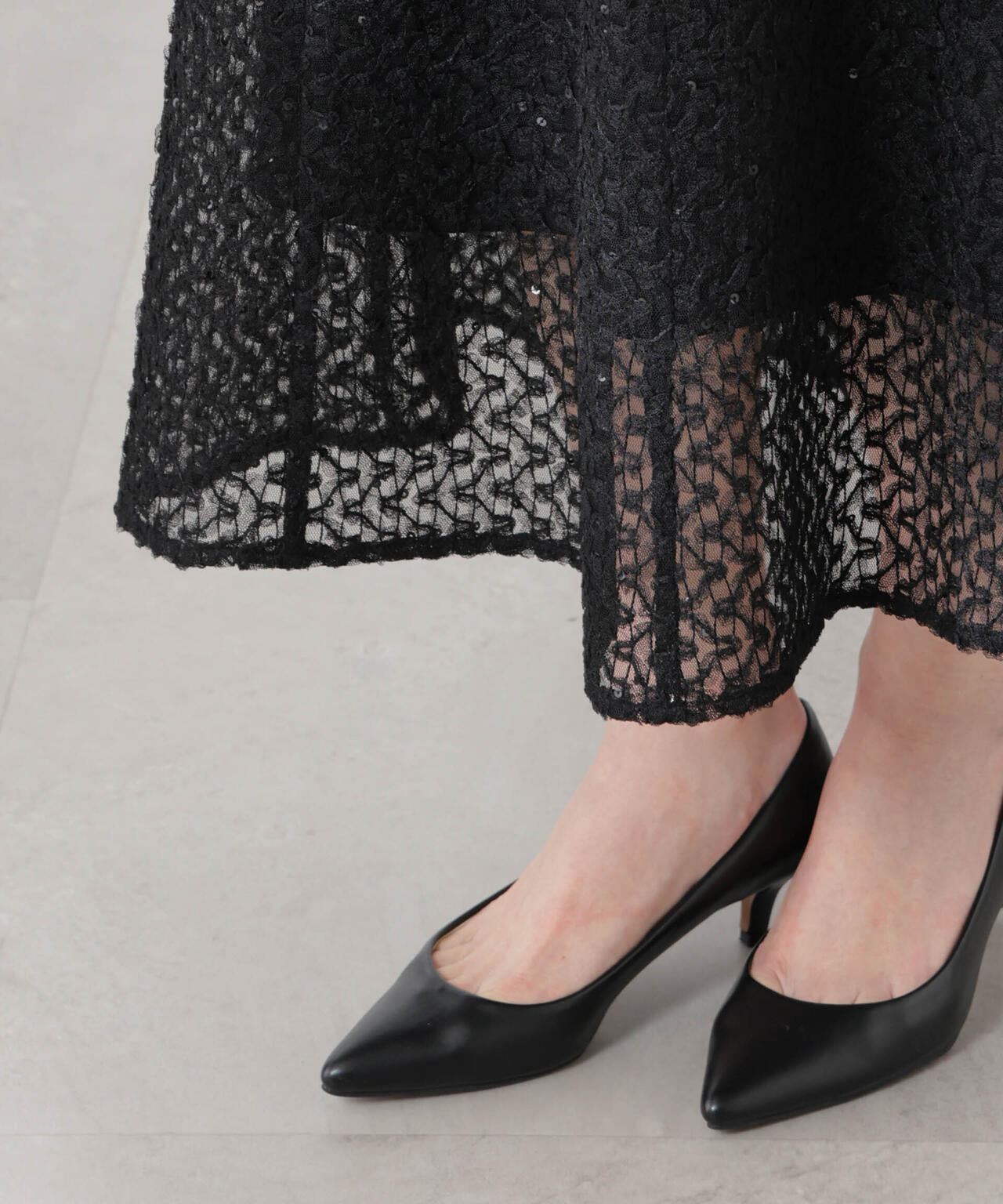 kaene/スパンコールレースドレス 6715119065