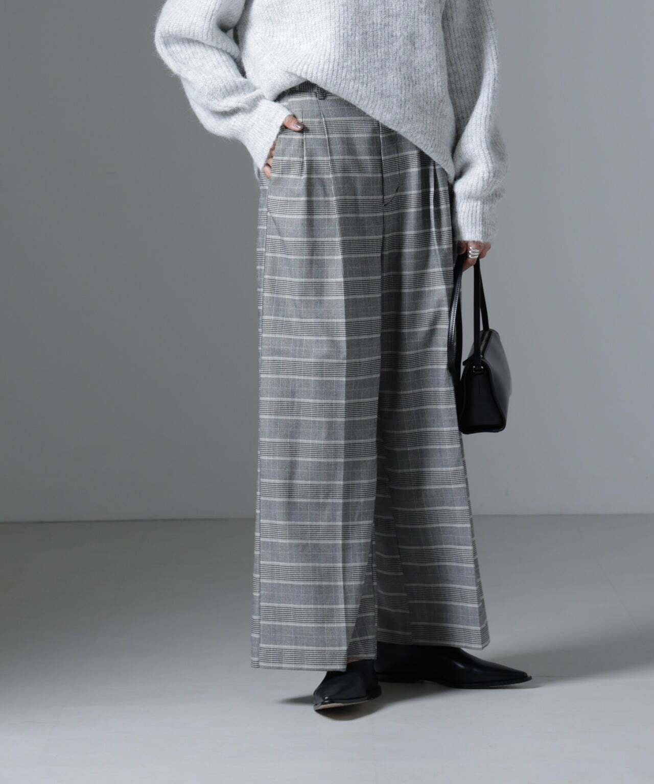 グレンチェックワイドパンツ 6734227315
