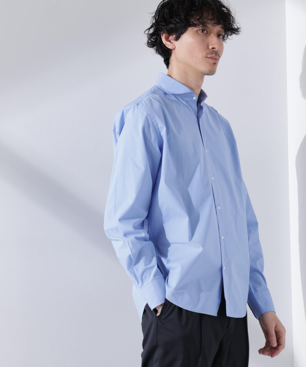 「N shirt」Anti Soaked(R) 汗染み防止ホリゾンタルカラーシャツ長袖 6685120202