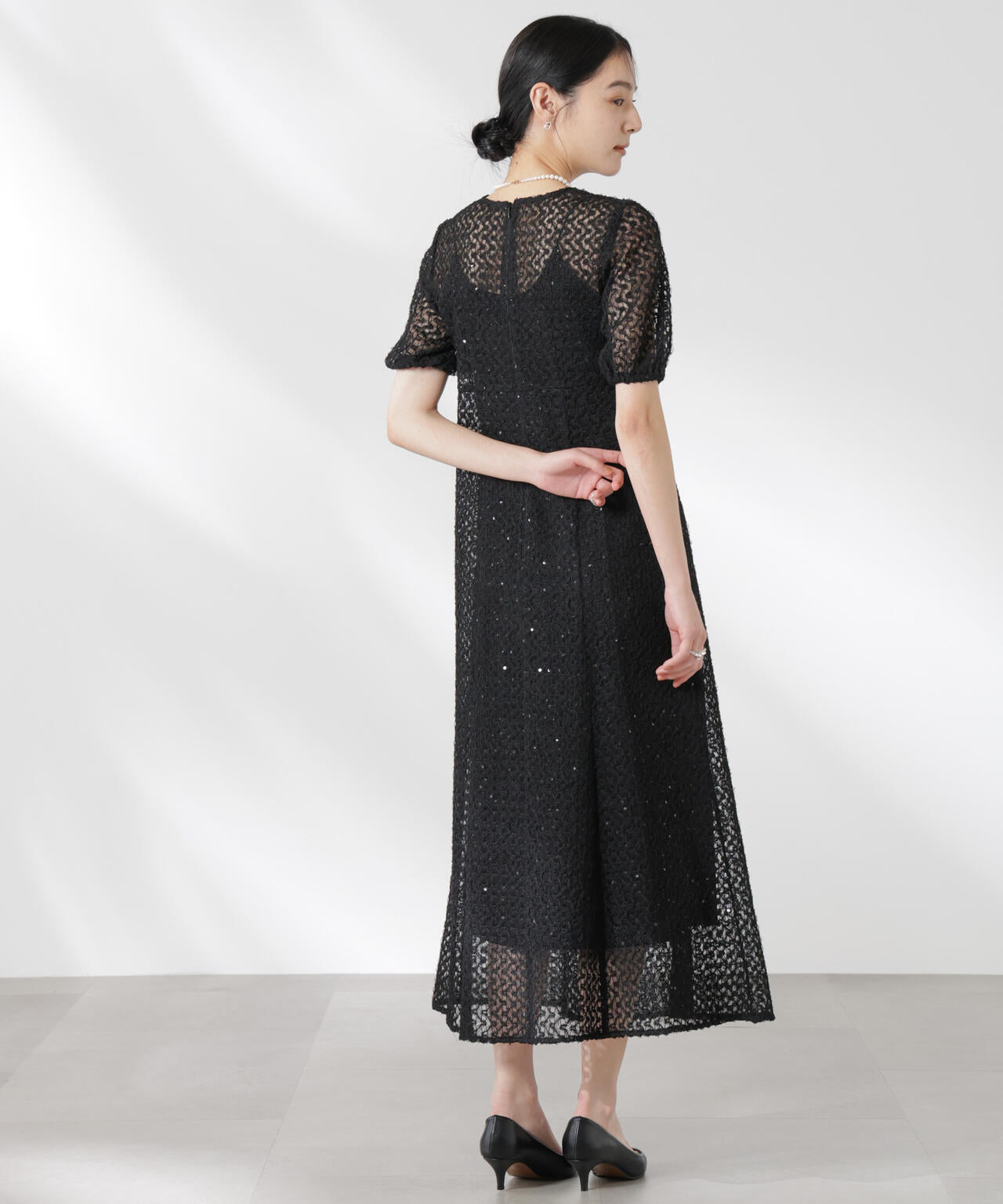 kaene/スパンコールレースドレス 6715119065