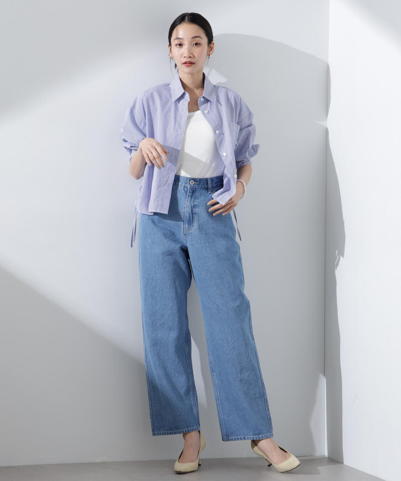テーパードストレートデニムパンツ(セットアップ可) 6735127308