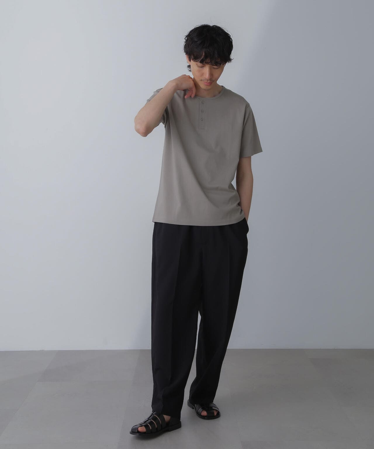 WEB限定/アンチスメル ヘンリーネックTシャツ 半袖 6724124227
