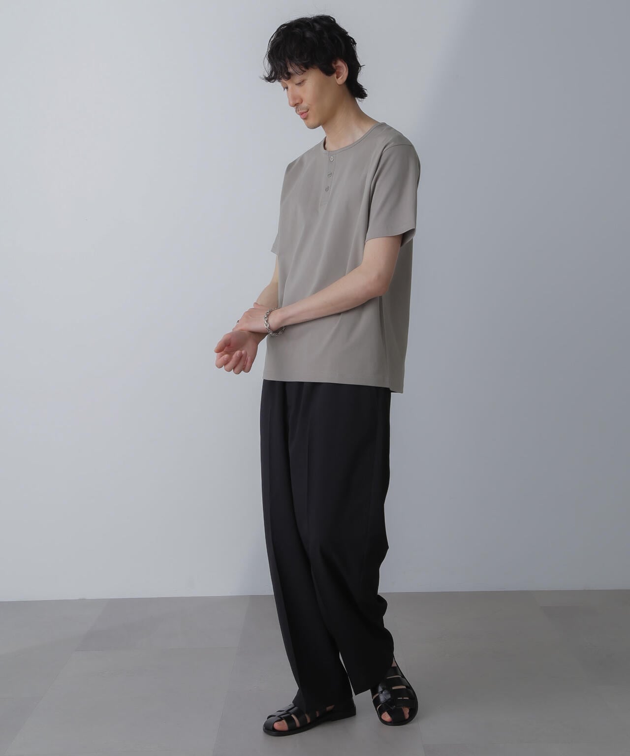 WEB限定/アンチスメル ヘンリーネックTシャツ 半袖 6724124227