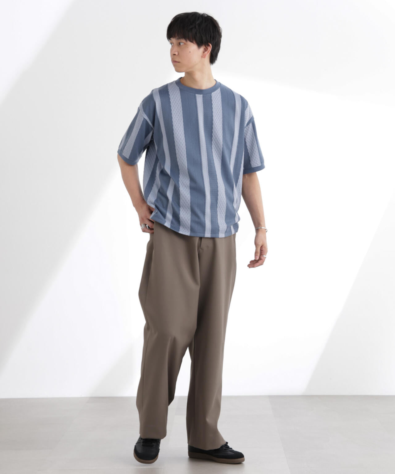 ストライプジャガードTシャツ 半袖 6725124221