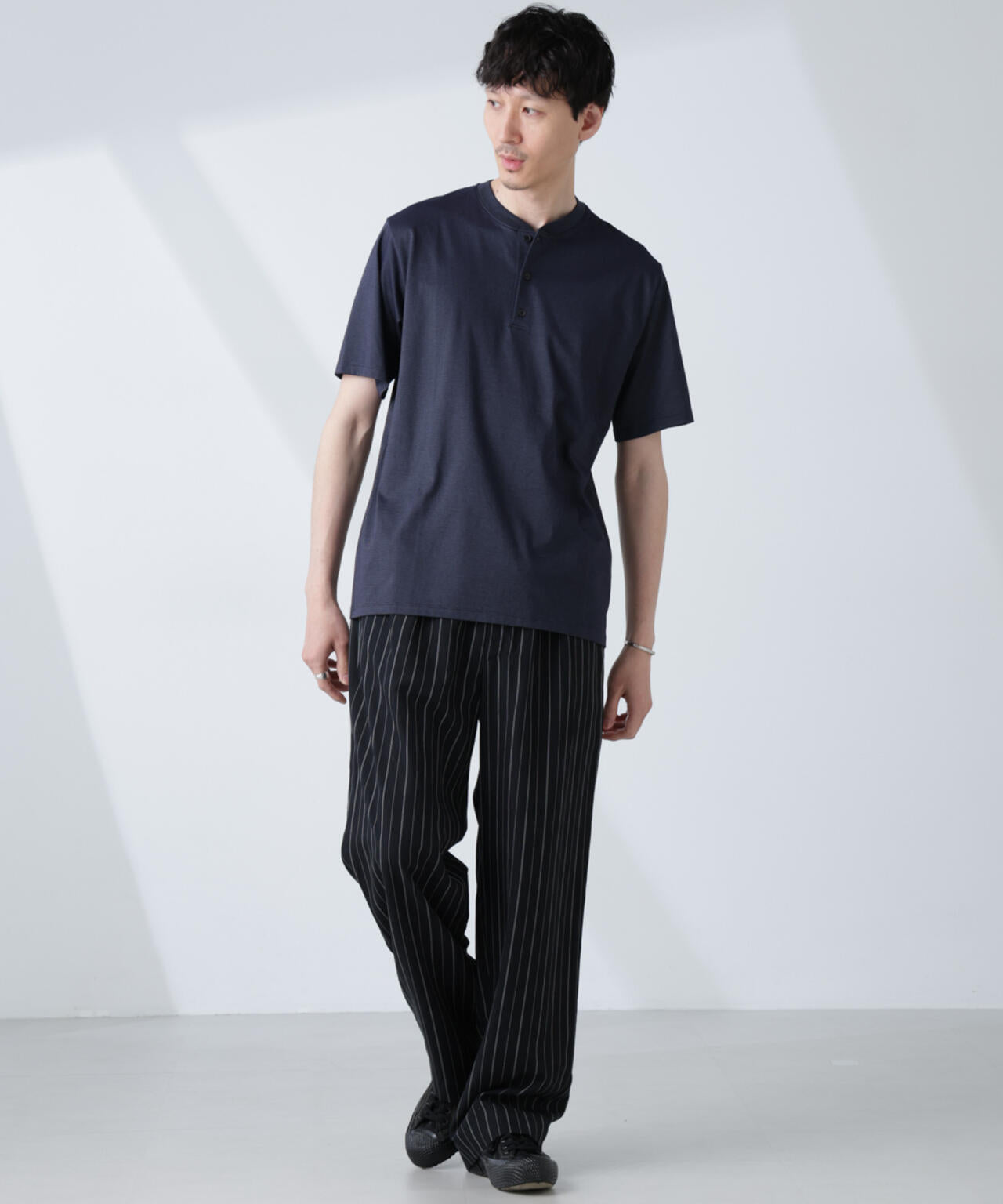 ソラーロライトストレッチヘンリーネックTシャツ(セットアップ可) 6685124237