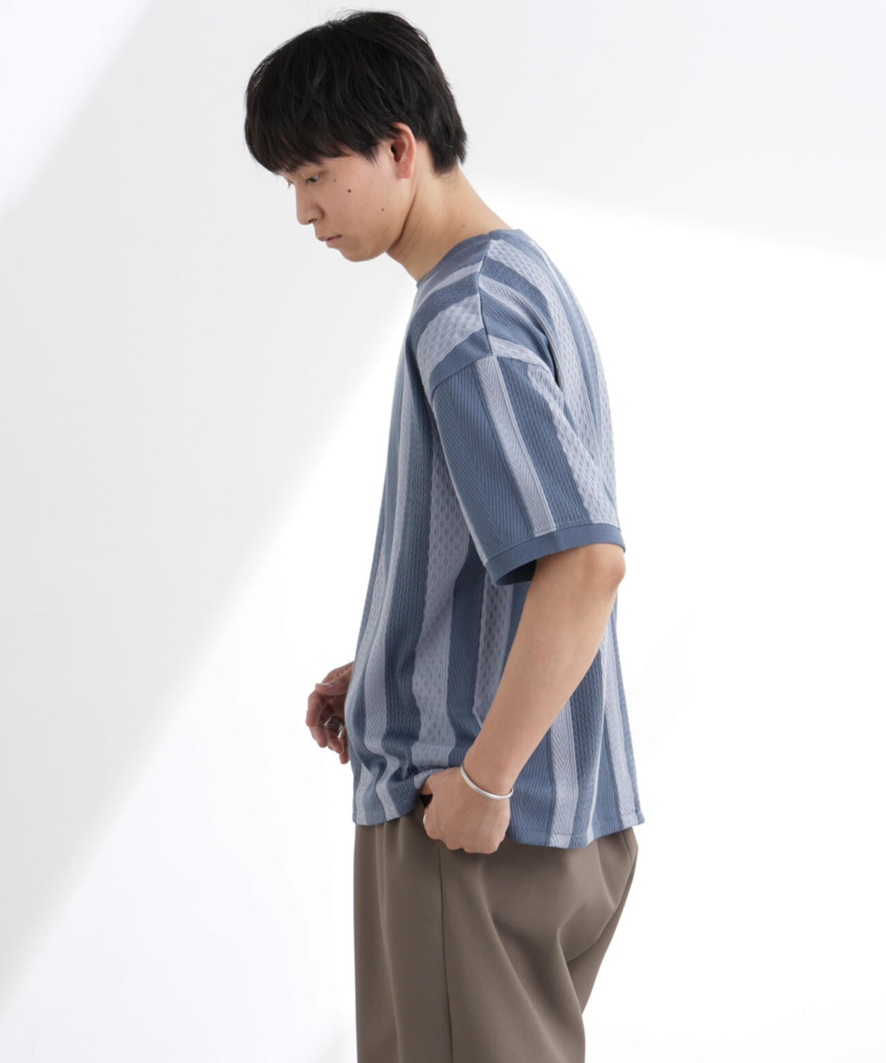 ストライプジャガードTシャツ 半袖 6725124221