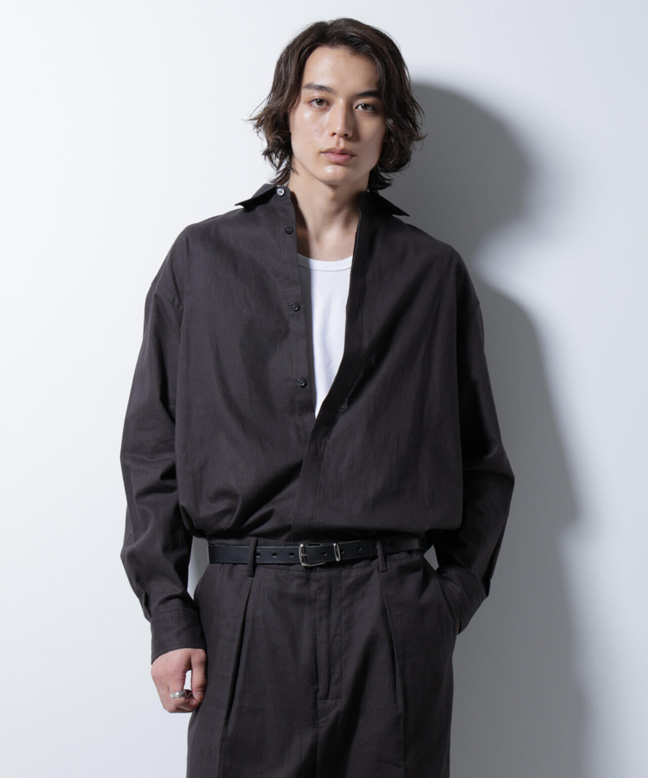 「BELGIUM LINEN FABRICS」リネンコットンレギュラーシャツ 6685120218