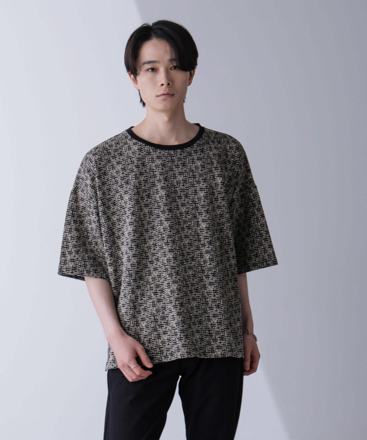 WEB限定/パターンジャガードTシャツ 半袖 6724224205