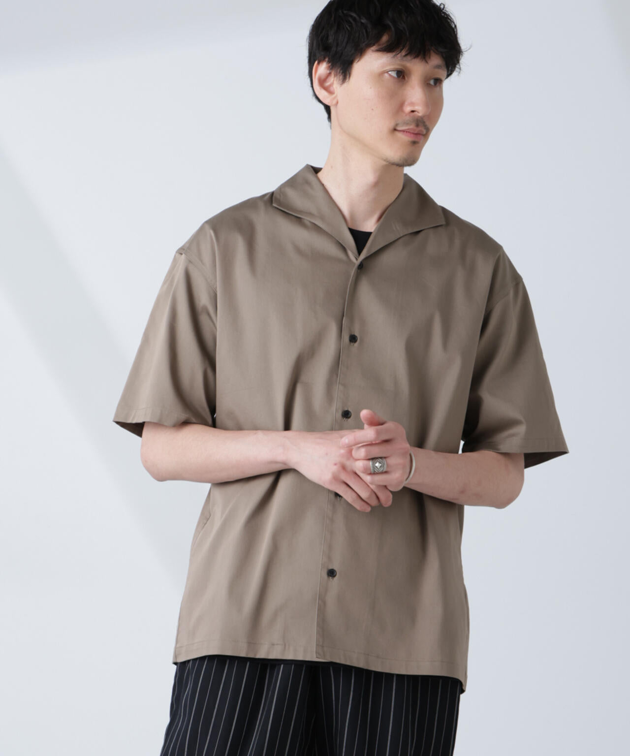 ソラーロライトストレッチワイドカラーシャツ 半袖(セットアップ可) 6685121211