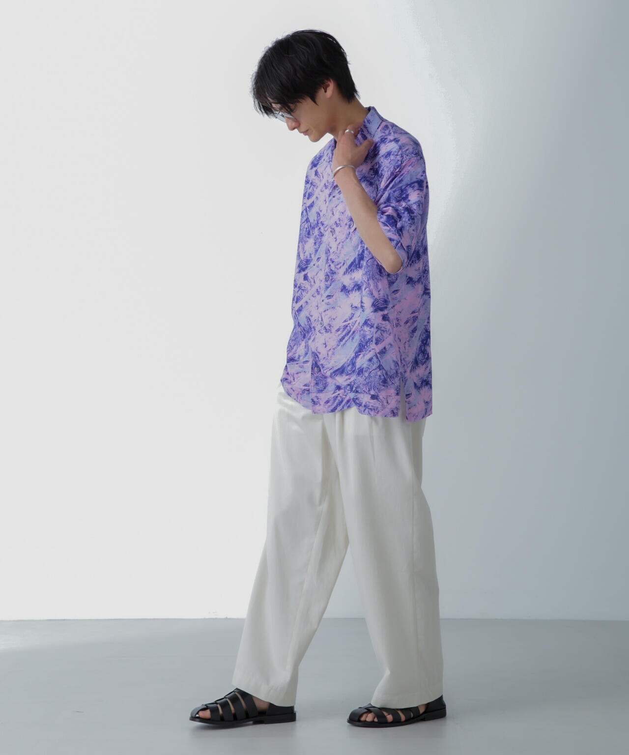 White Mountaineering/JUNGLE PATTERN OPEN COLLAR S/S 6704121016