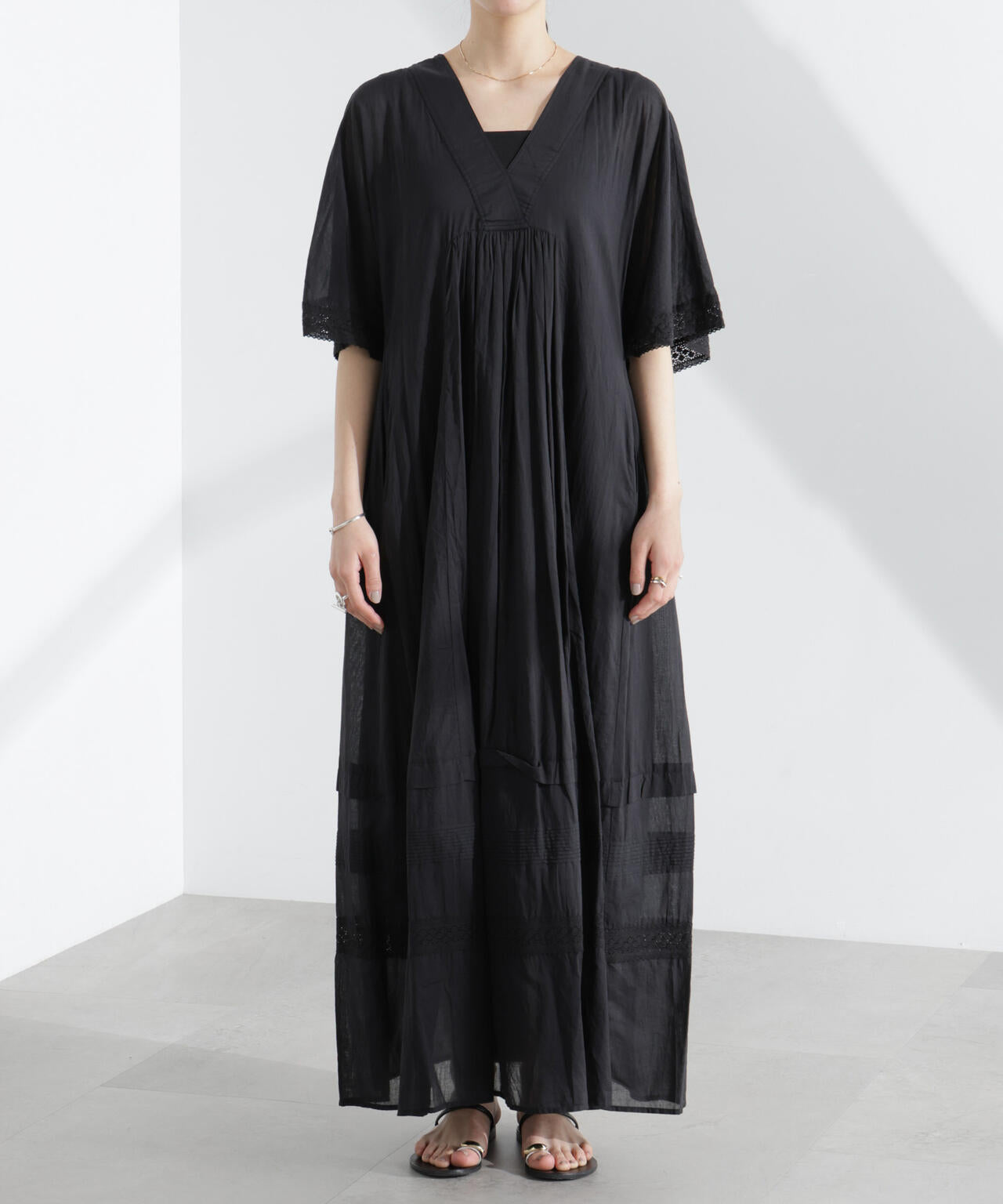 Sara mallika/COTTON VOILE LACE PINTUCKDRESS 6715119053