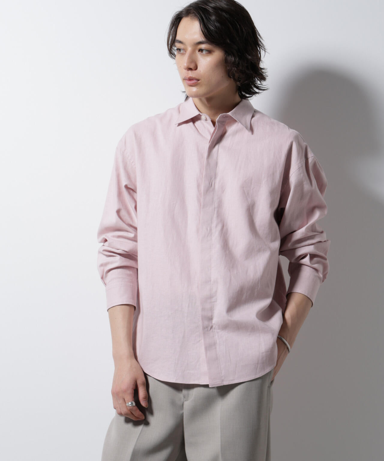 「BELGIUM LINEN FABRICS」リネンコットンレギュラーシャツ 6685120218